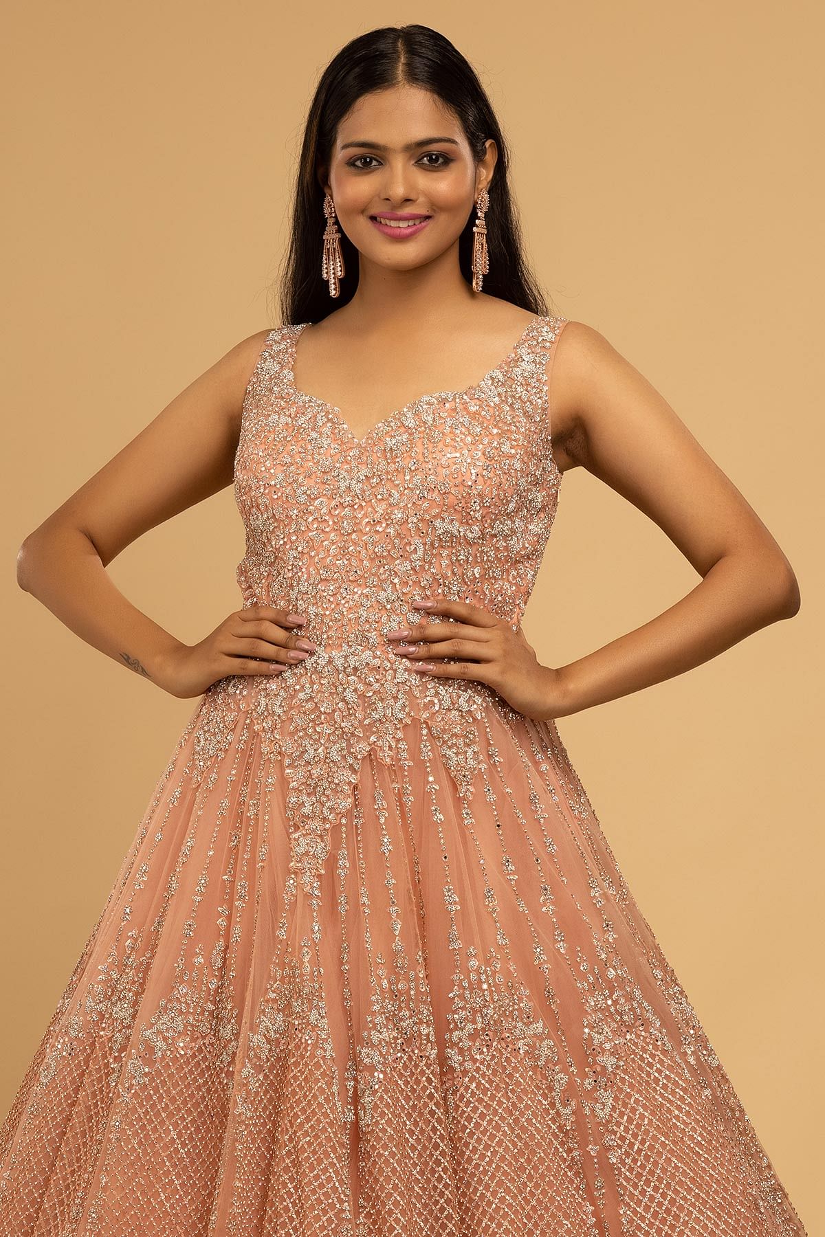 Peach Sweetheart Beads And Crystals Peach Dress For Wedding With Tulle Ball  Gown And From Linda_wedding, $253.01 | DHgate.Com