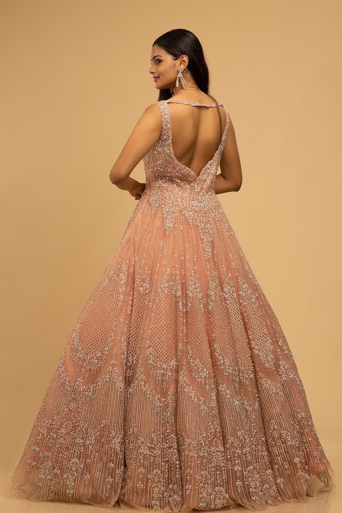 Peach colour bridal on sale gown