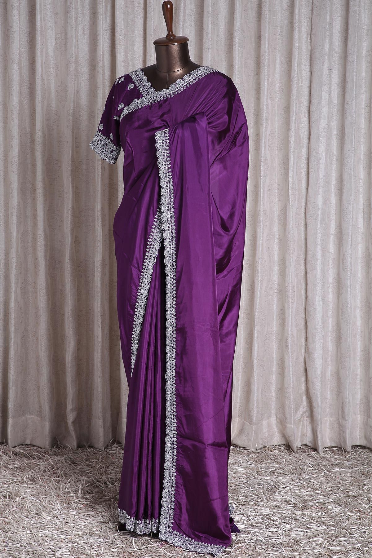 Buy Sachi Silk Saree for Women - Brinjal Color at Amazon.in