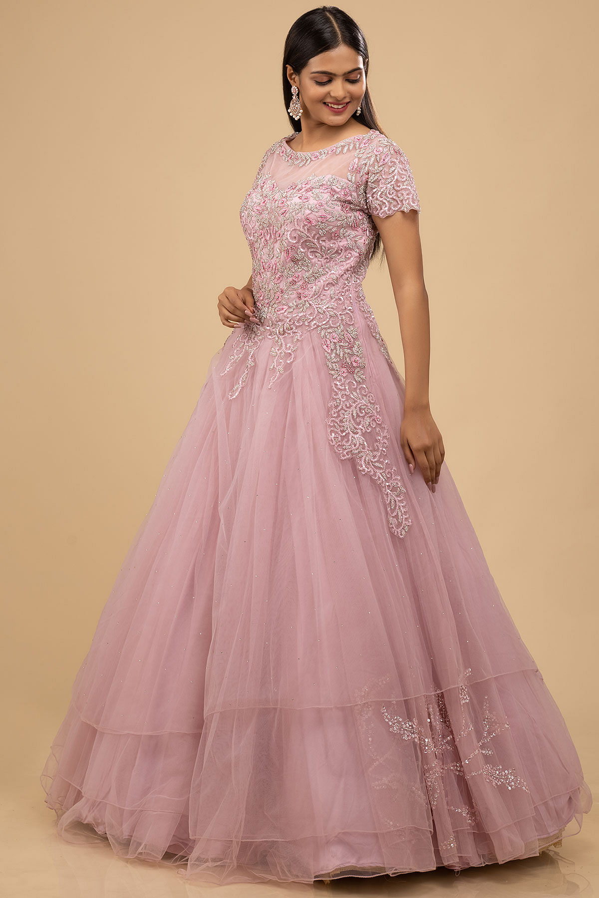 Buy Hot Pink Baby Pink Drape Gown for Girls Online