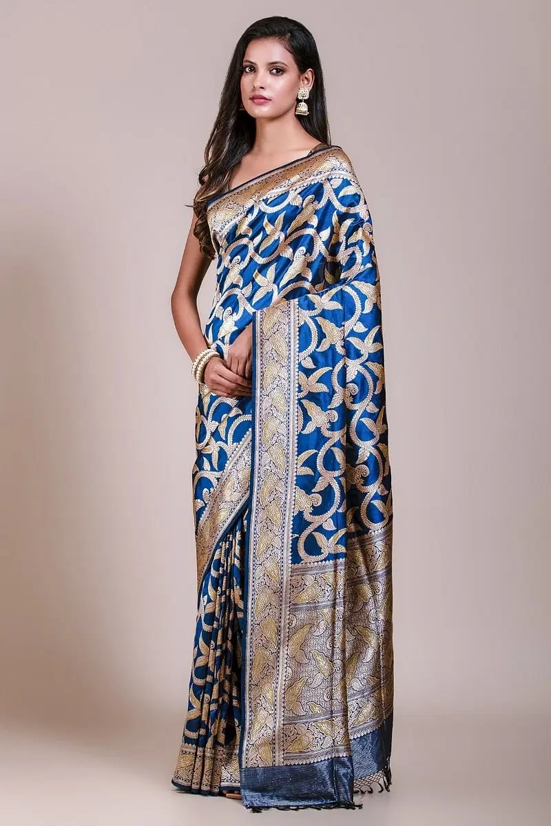Blue Banarasi Silk Saree