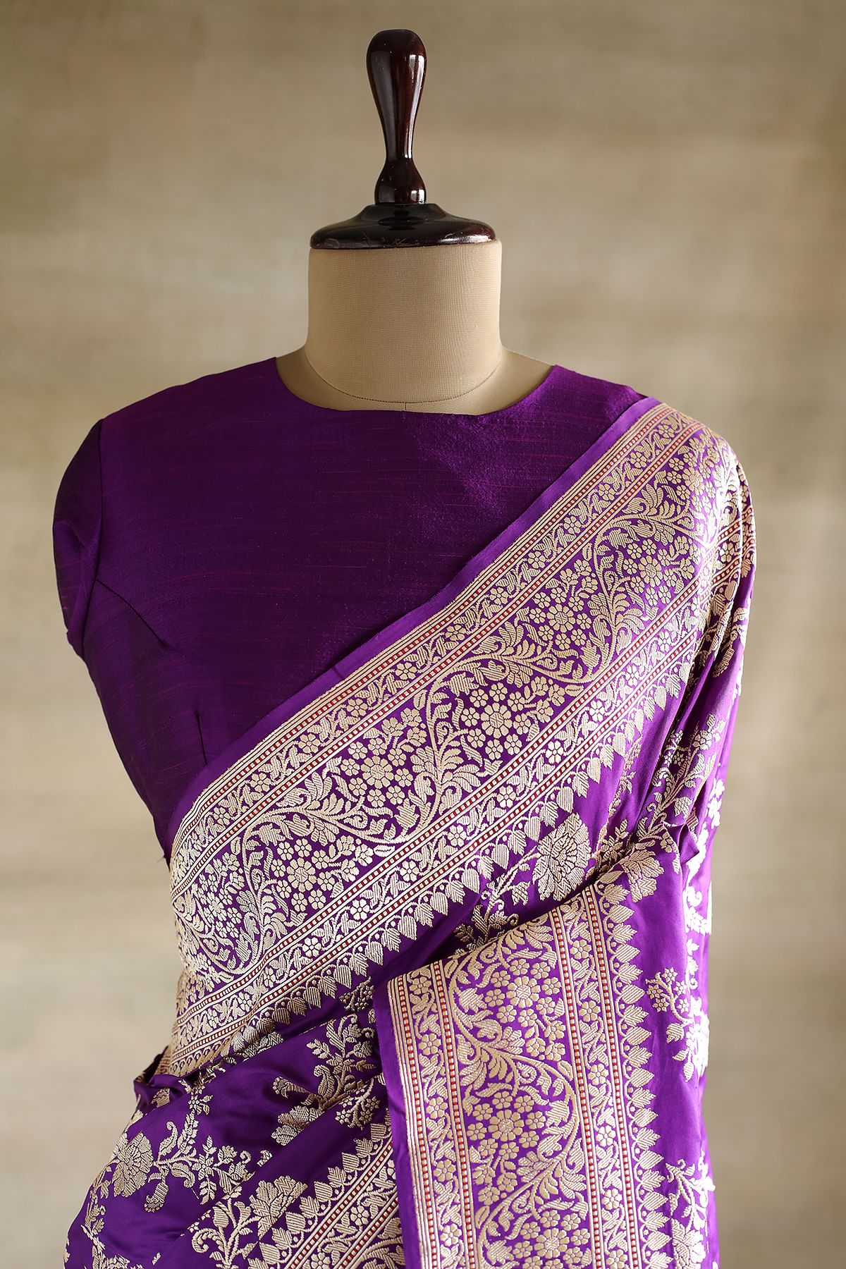 Royal Aubergine Purple Silk 2024 Banarasi Unisex Stole Indian Ethnic wrap Hijab SuiDhaga