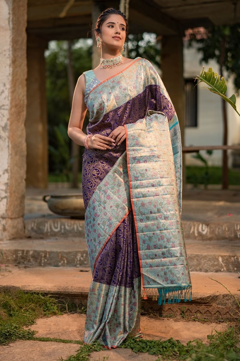 Purple Kanchipuram Silk Saree 