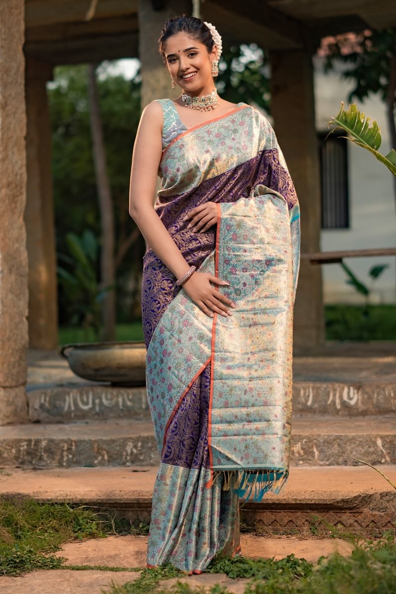 Purple Kanchipuram Silk Saree 