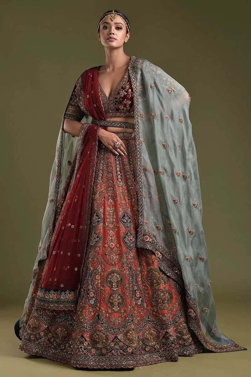 Orange Bridal Lehenga