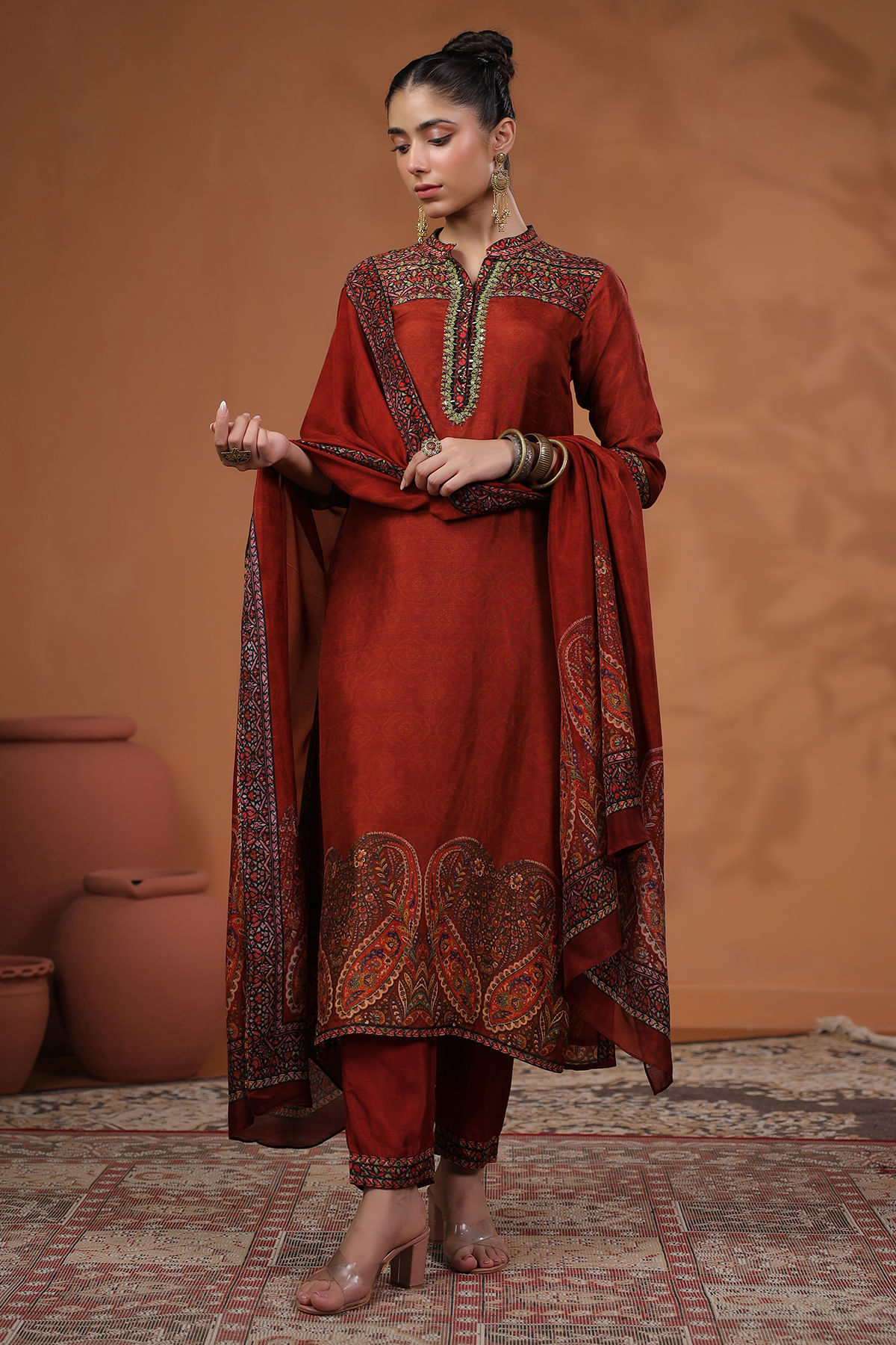 Red Straight Cut Suit