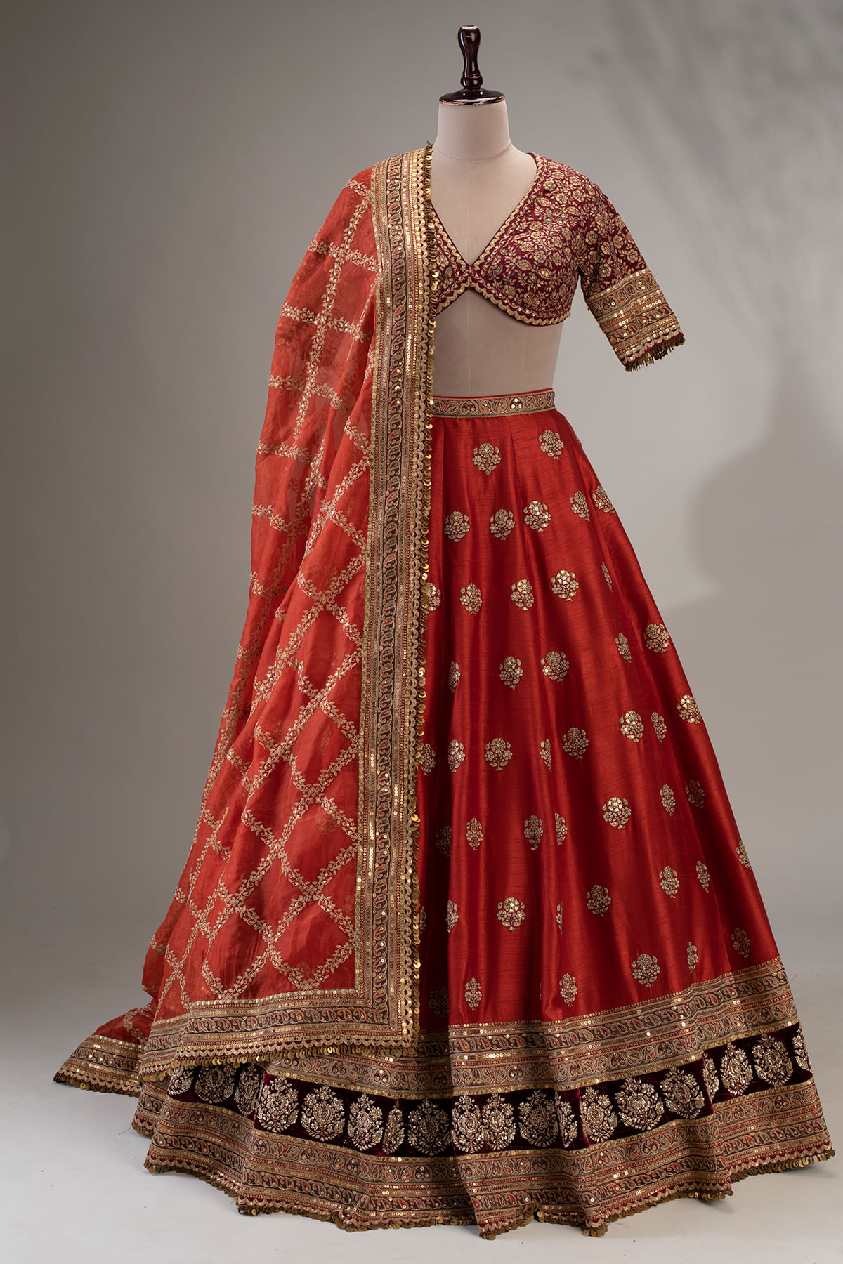 Rust Red Bridal Lehenga