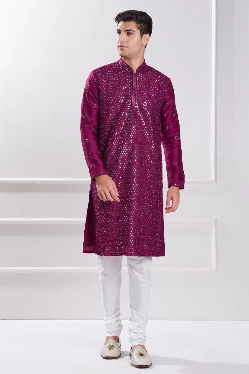 Purple Silk Kurta