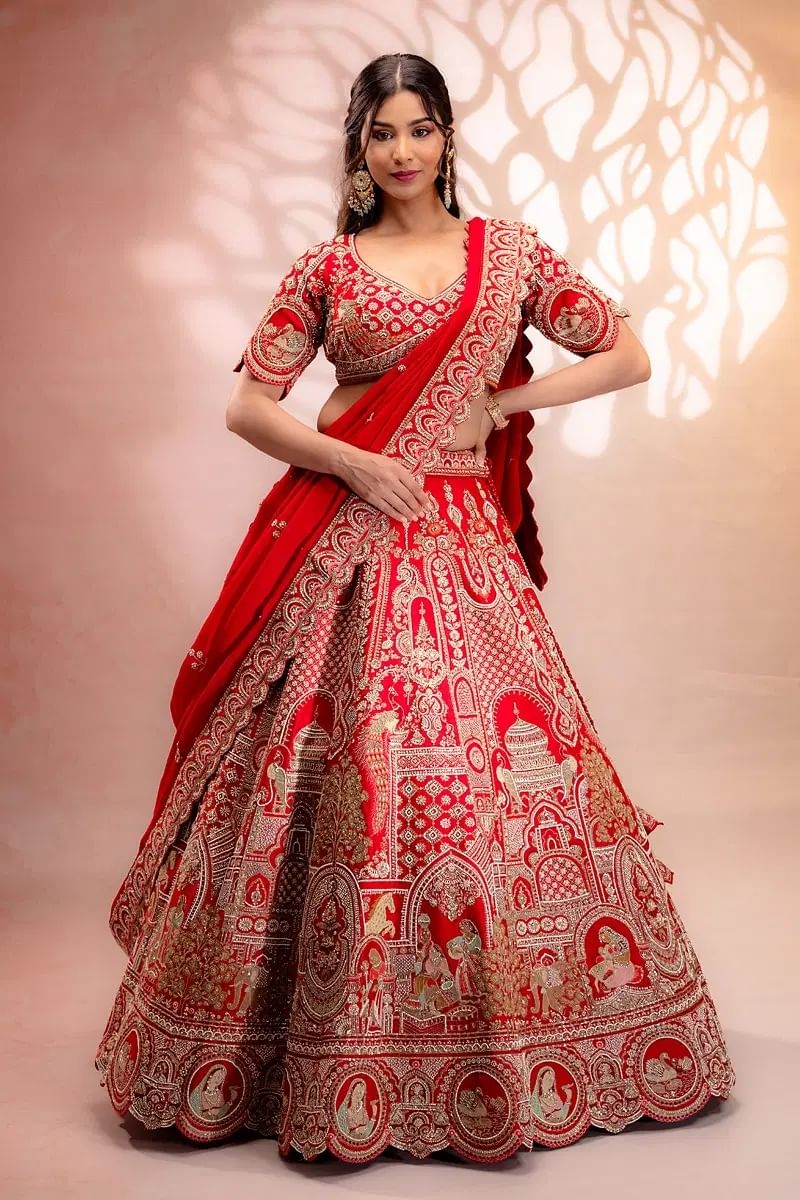 Red Designer Lehenga