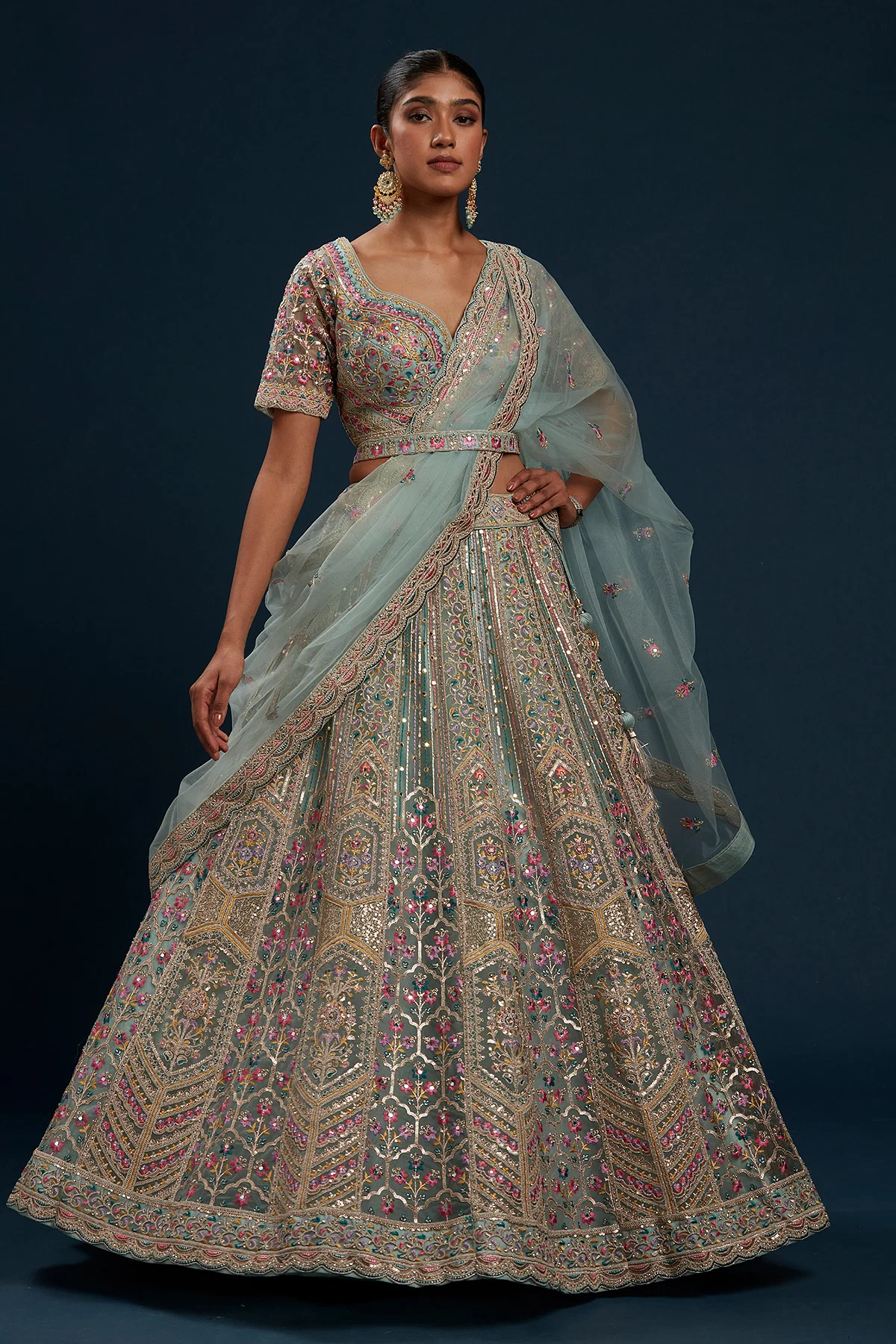 Blue Sangeet Lehenga