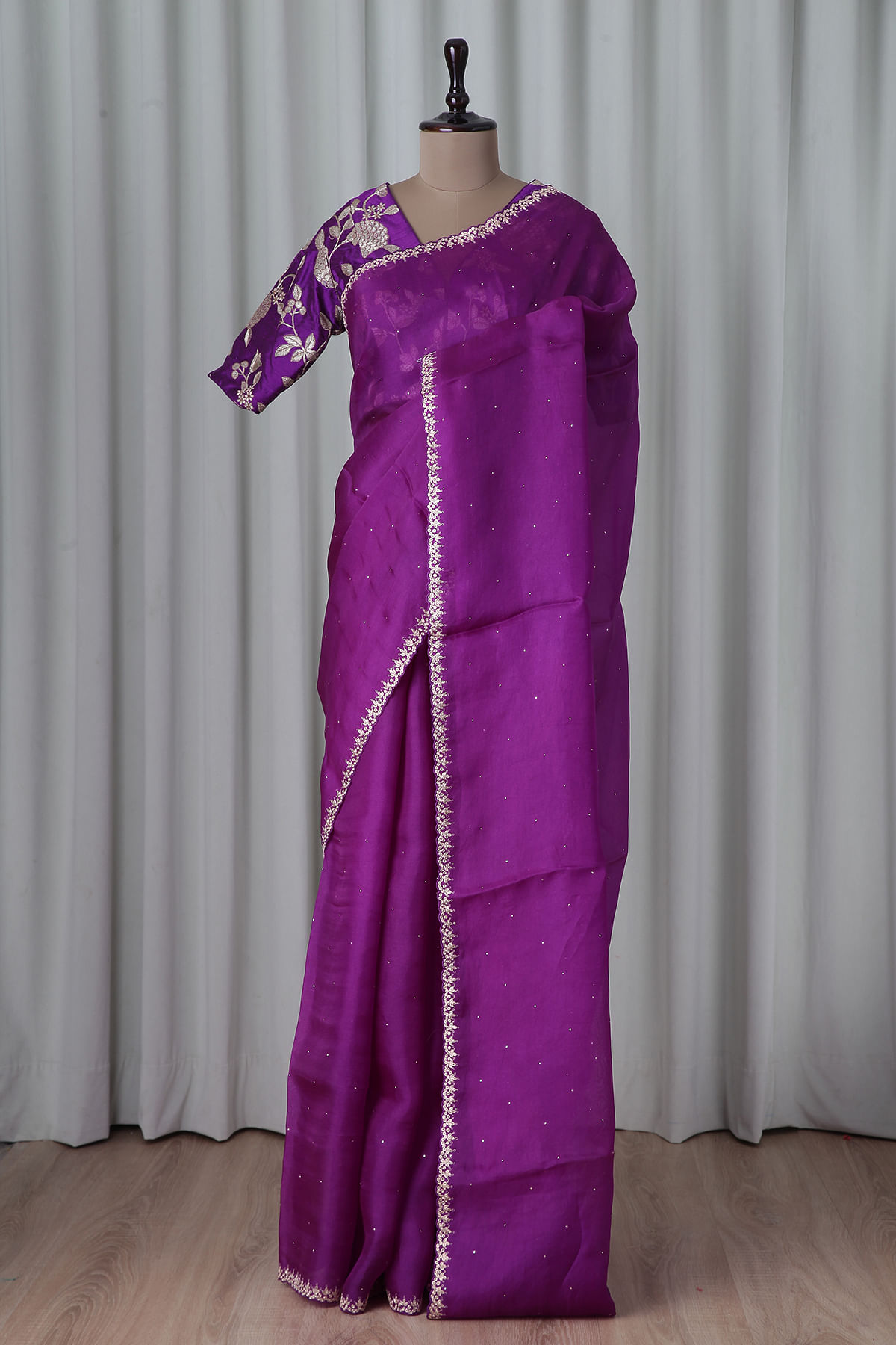 Grape Wine Chanderi Saree | Sutrakaar - Celebrating Handloom Sarees.