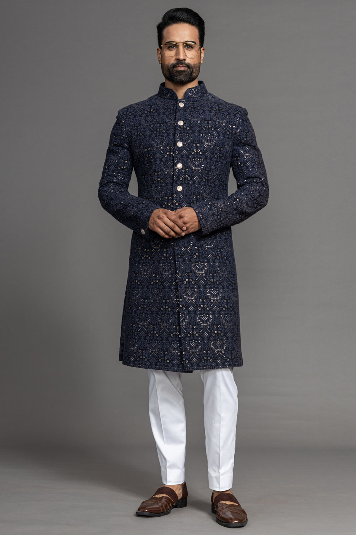 Blue Indowestern Sherwani