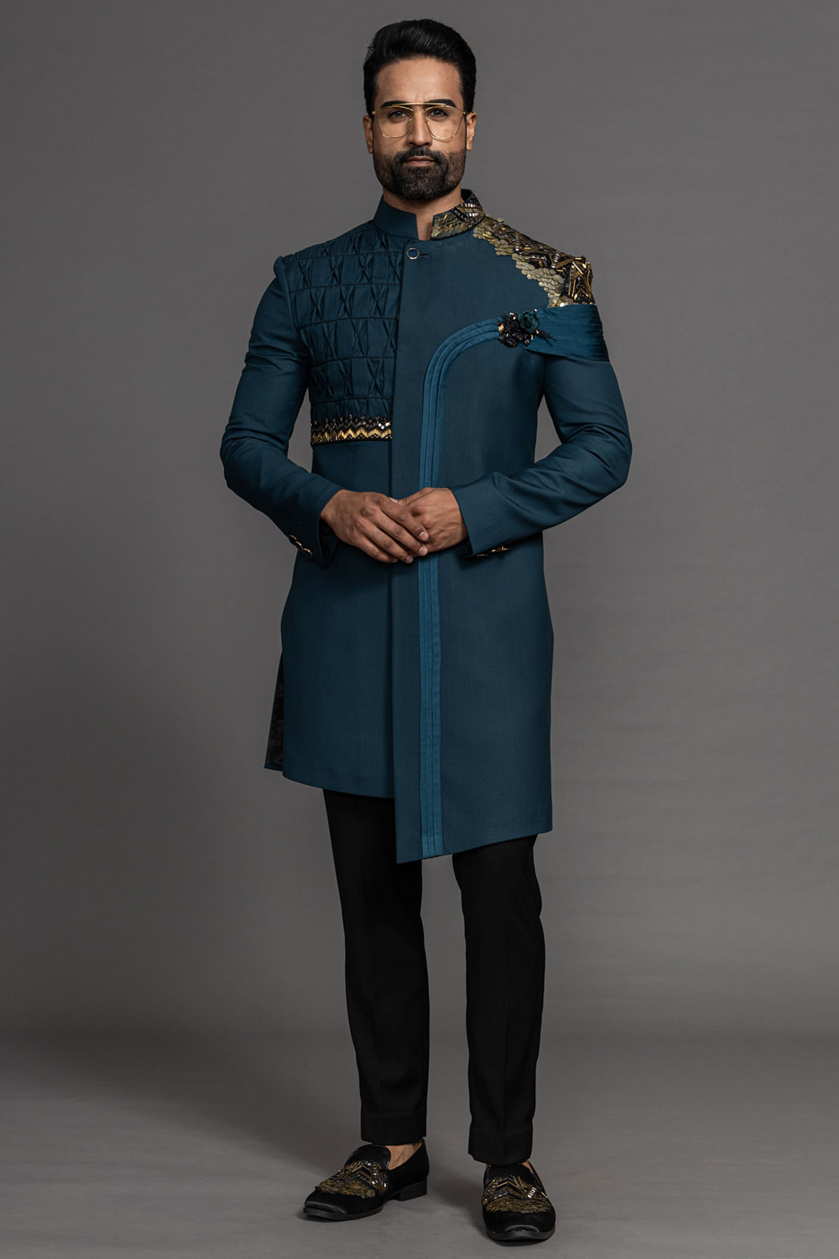 Blue Indowestern Sherwani