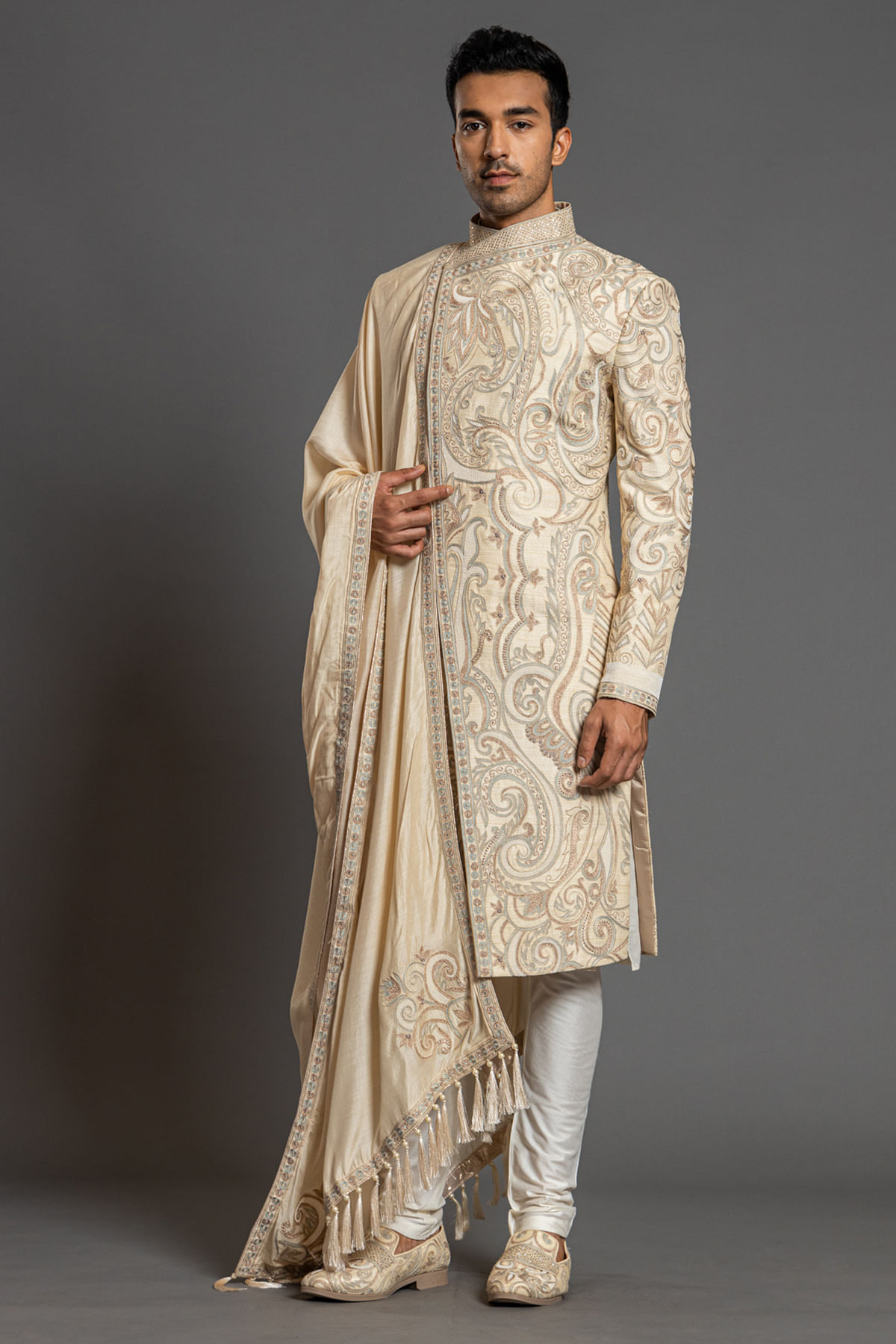 Beige Wedding Sherwani