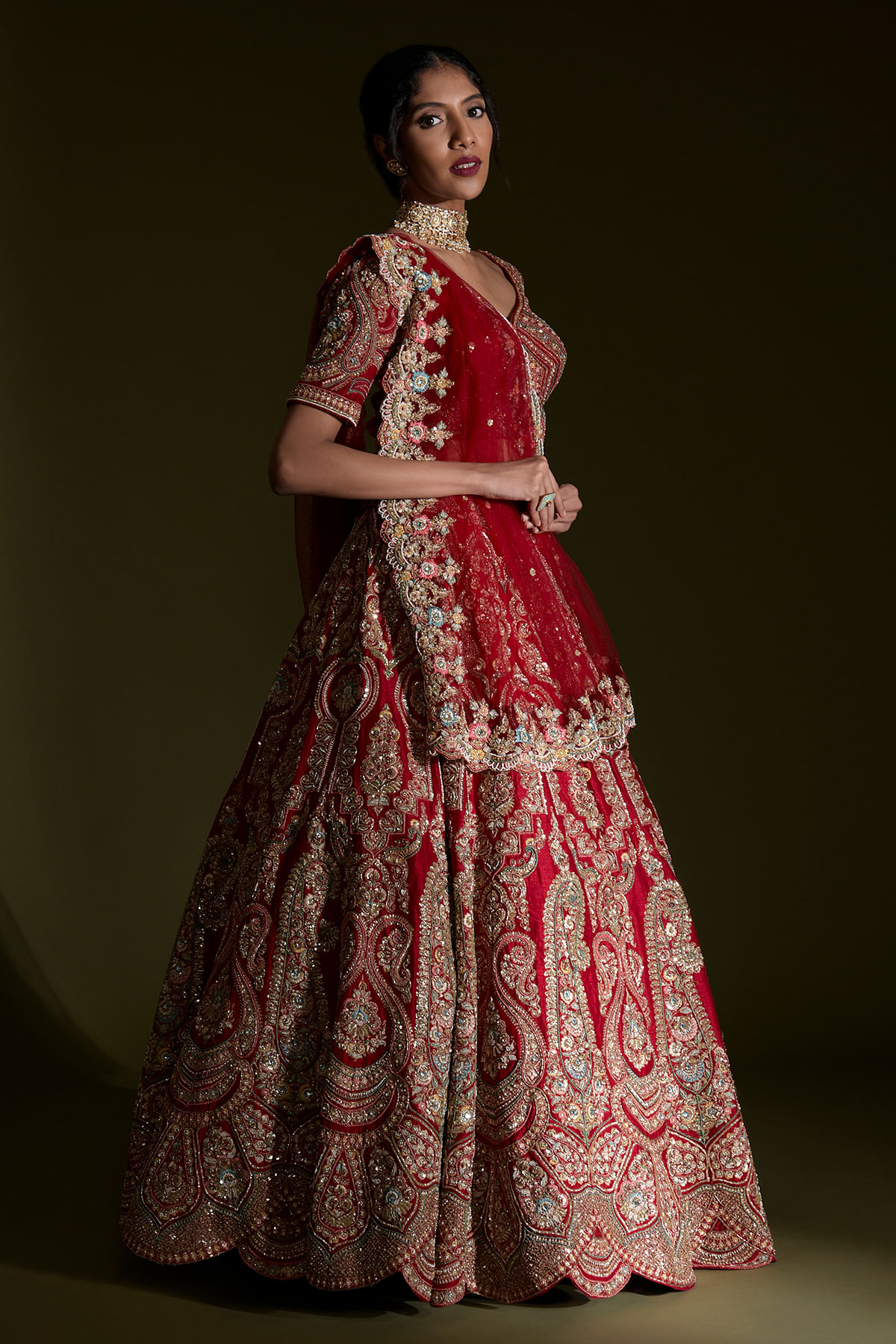 Bridal red lehenga choli dupatta set - Shop online women fashion,  indo-western, ethnic wear, sari, suits, kurtis, watches, gifts.