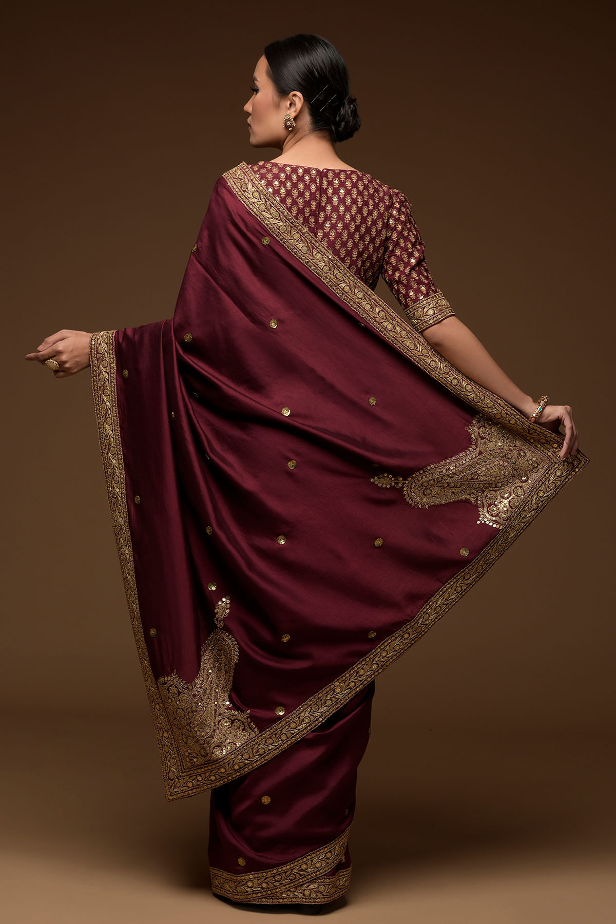 Buy Wine Kanjivaram Soft Silk Saree Online