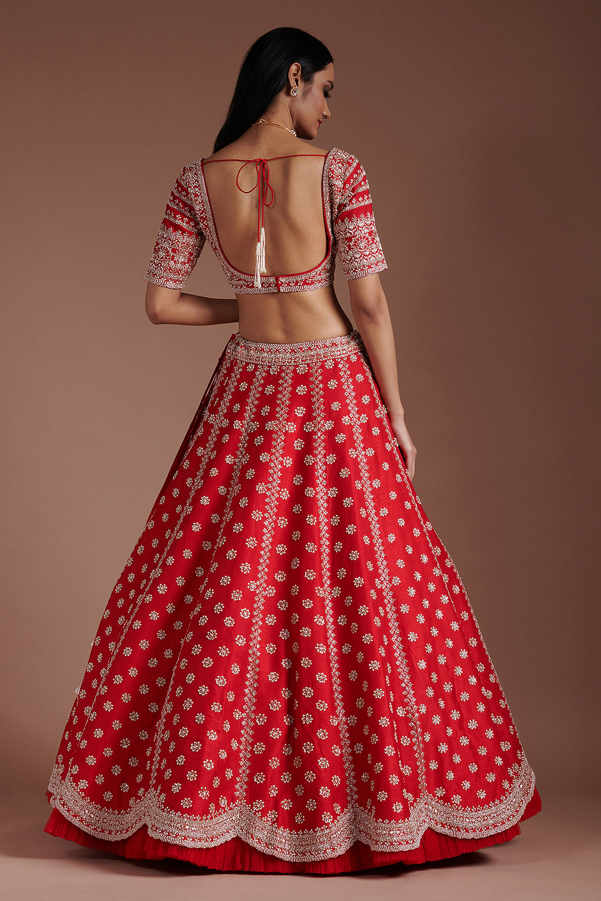 Party Wear Semi Stitched Modern Stylish Red And White Georgette Lehenga  Decoration Material: Lace at Best Price in Shimla | Lahorian Di Hatti
