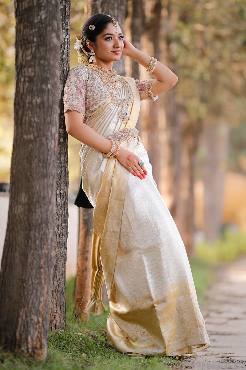 Silver Kanchipuram Tissue Saree