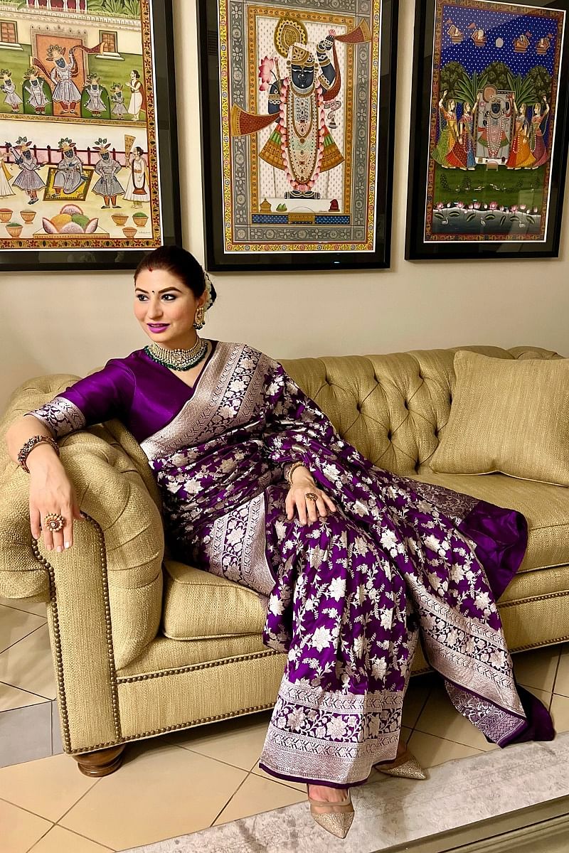 Royal Purple Zari Woven Banarasi Silk Saree