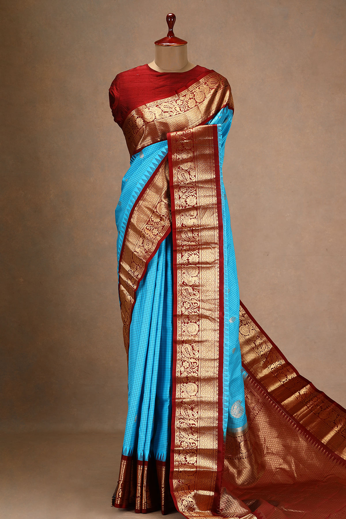 Blue Gadwal Silk Saree