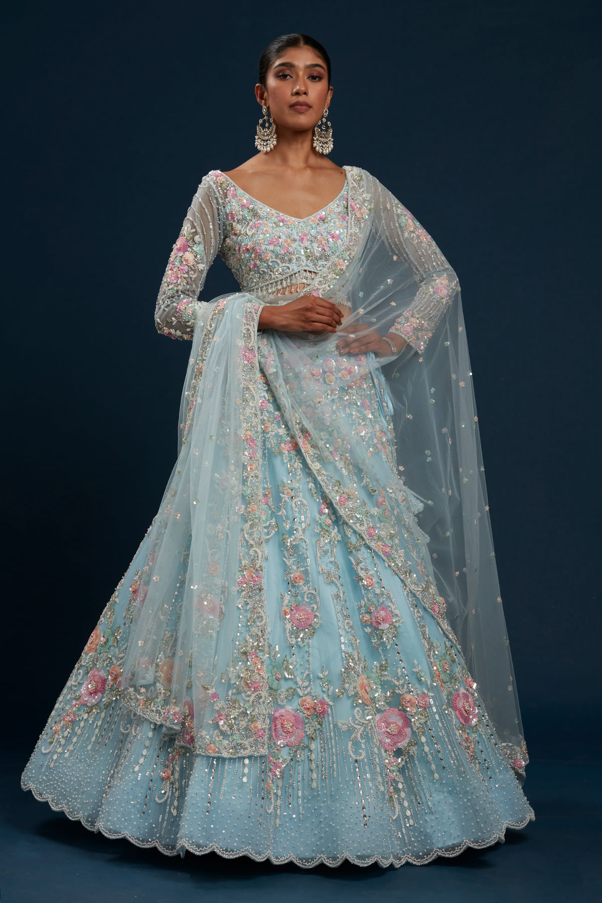 Sky Blue Reception Lehenga