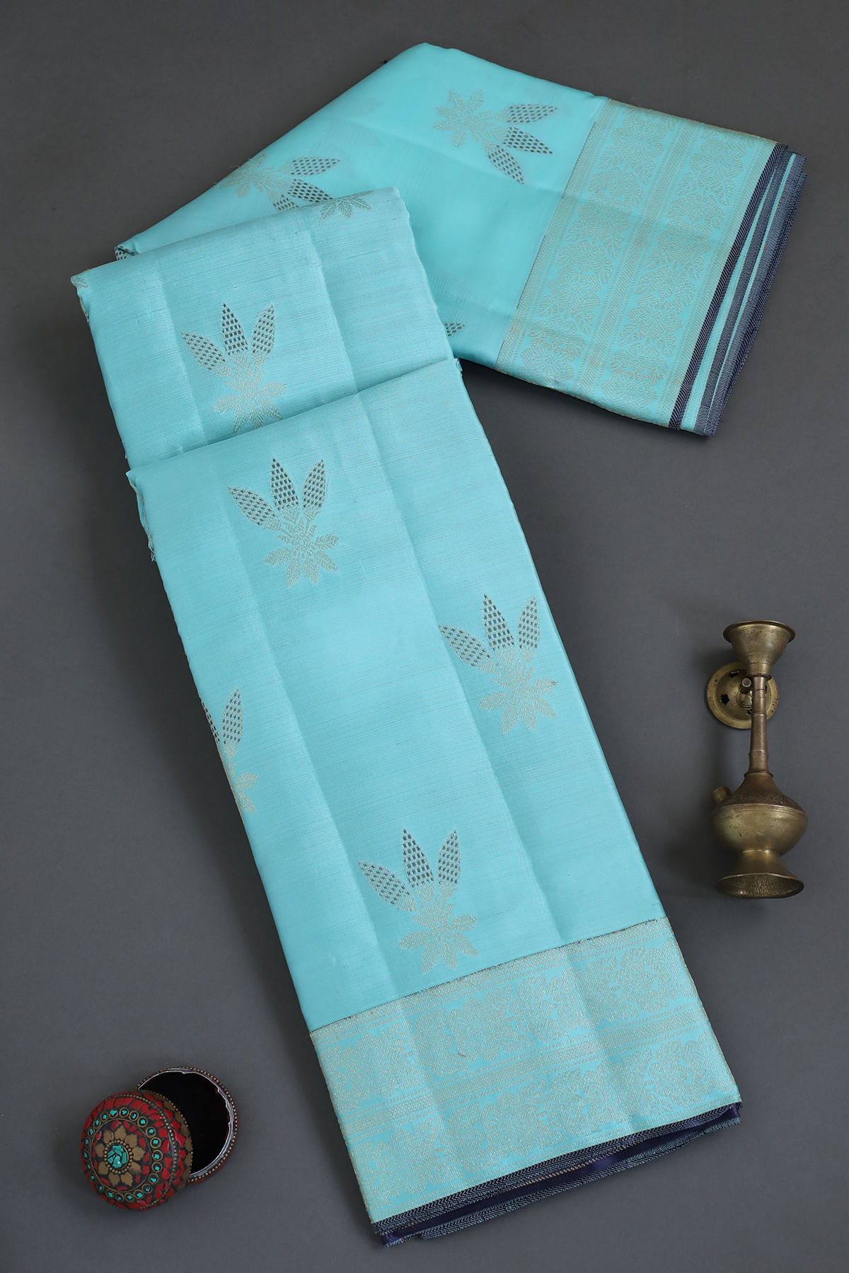 Sky Blue Kanchipuram Silk Saree