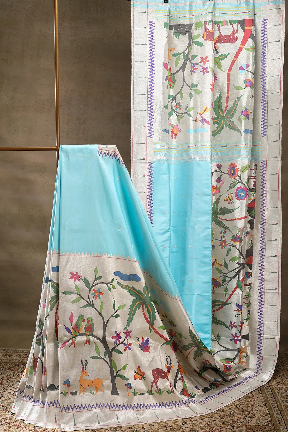 Sky Blue Paithani Silk Saree