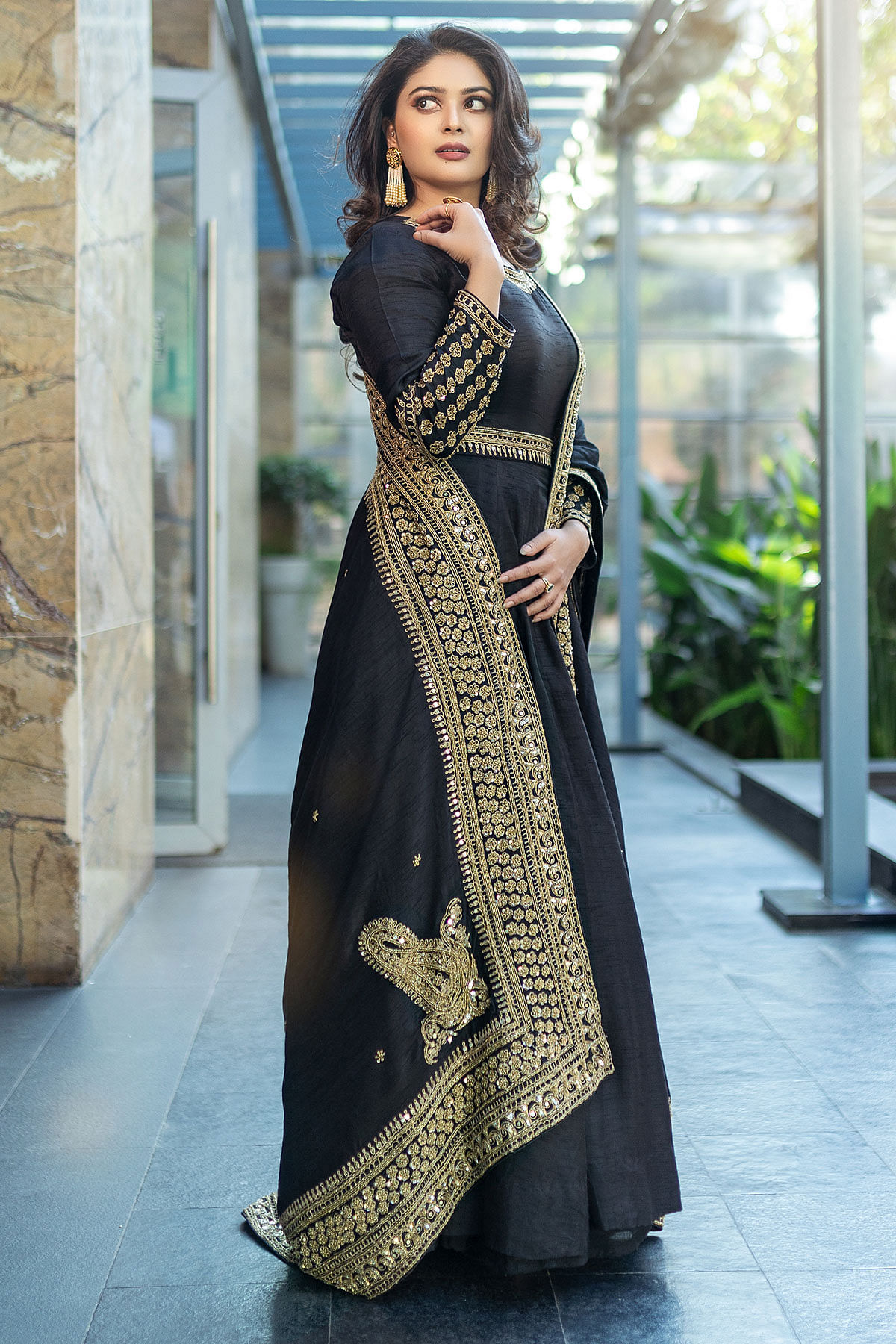 Black silk outlet anarkali