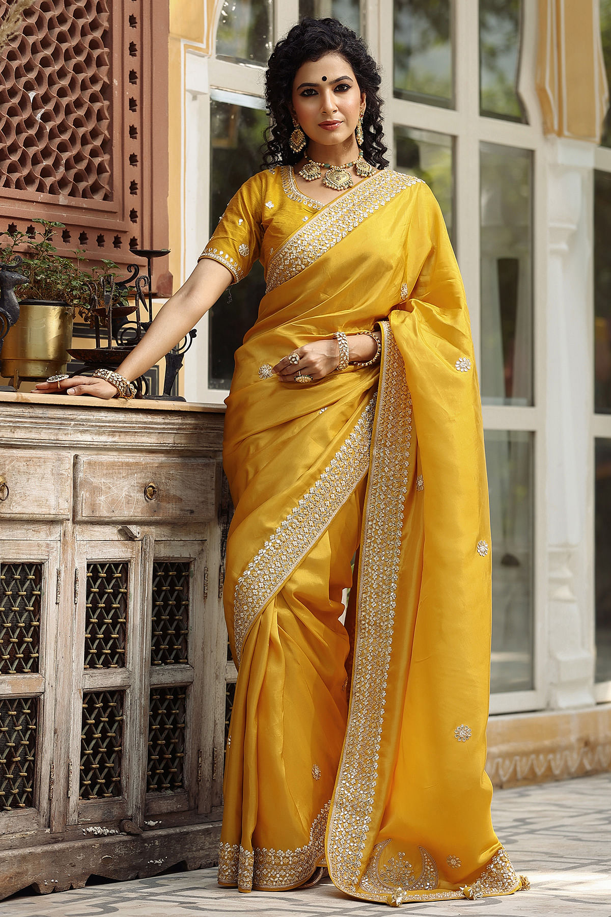 Printed Tussar Silk Oat Beige Saree SARV151702