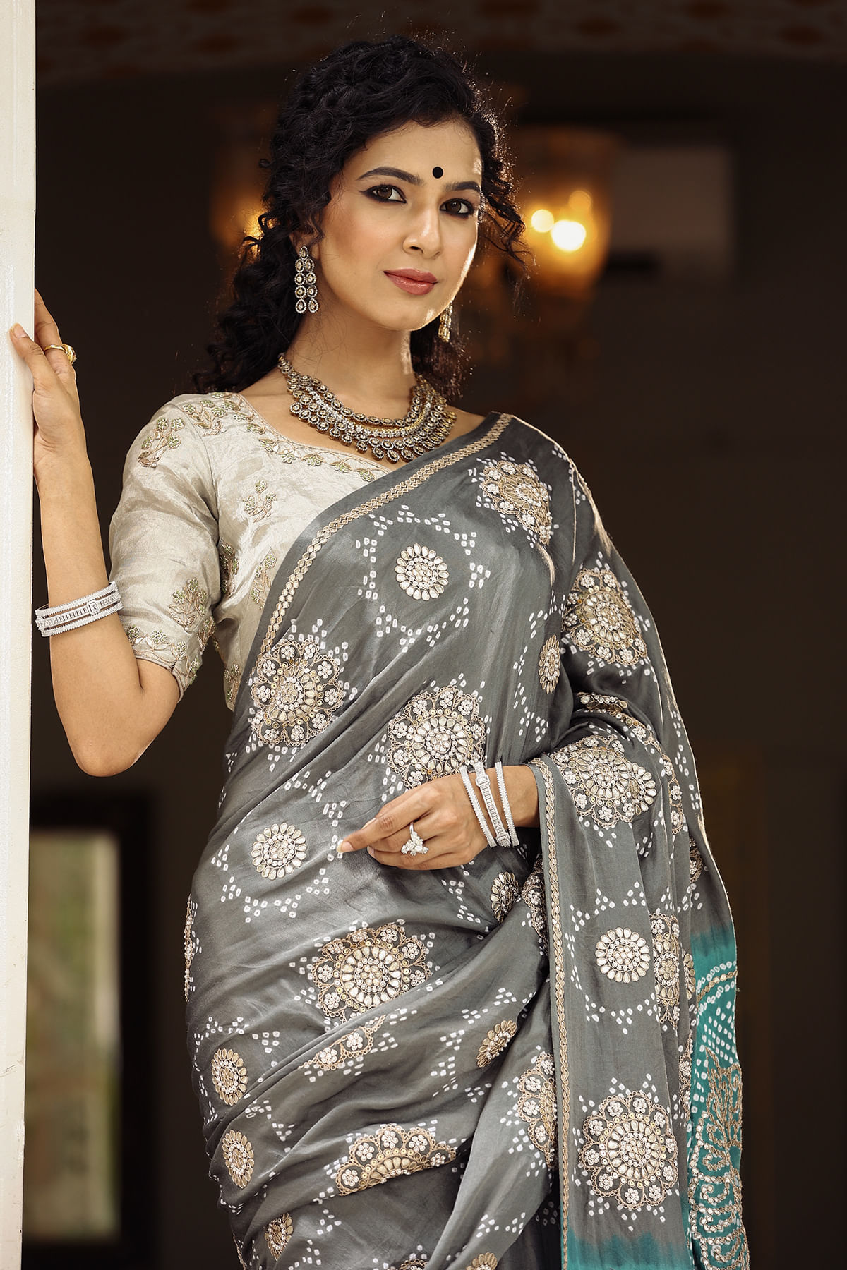 Grey Silk Saree