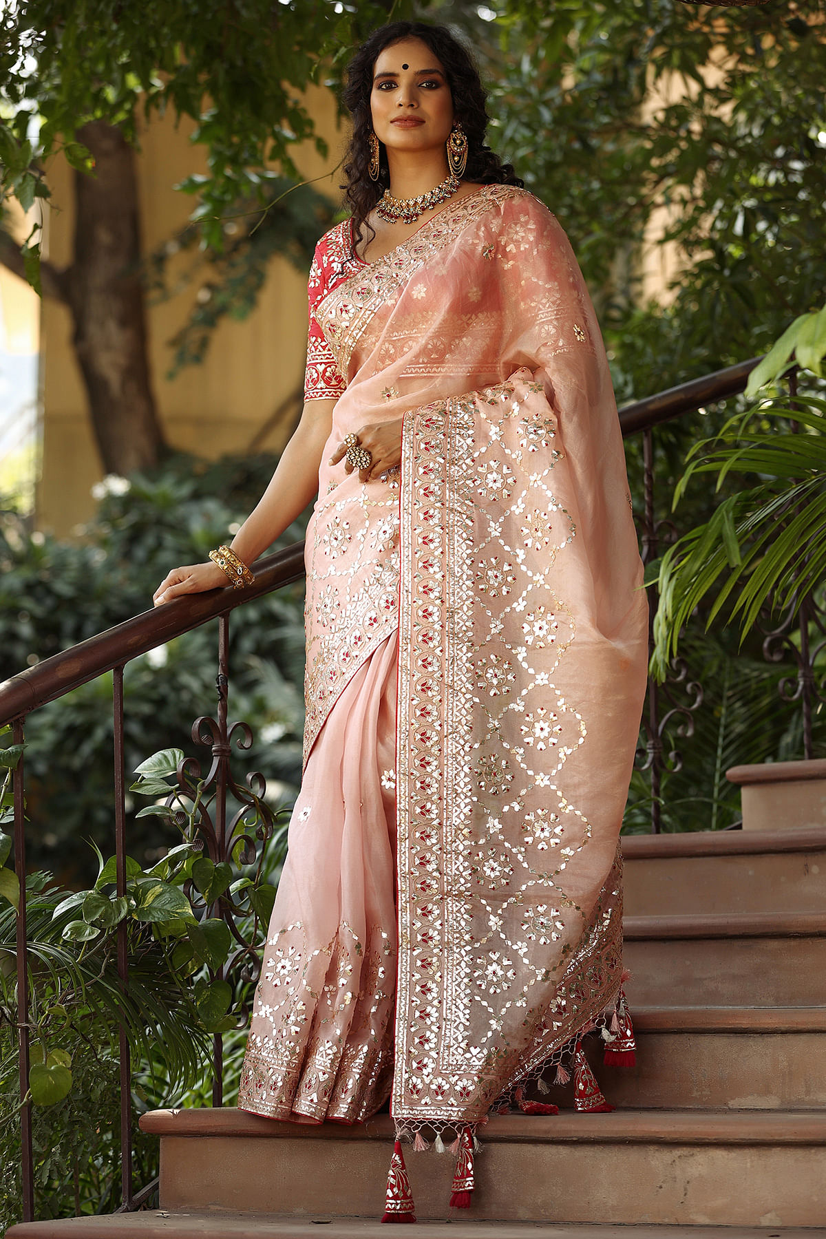 Buy Georgette Party Wear Saree In Light Peach Color Online - SARV06442 |  Andaaz Fashion