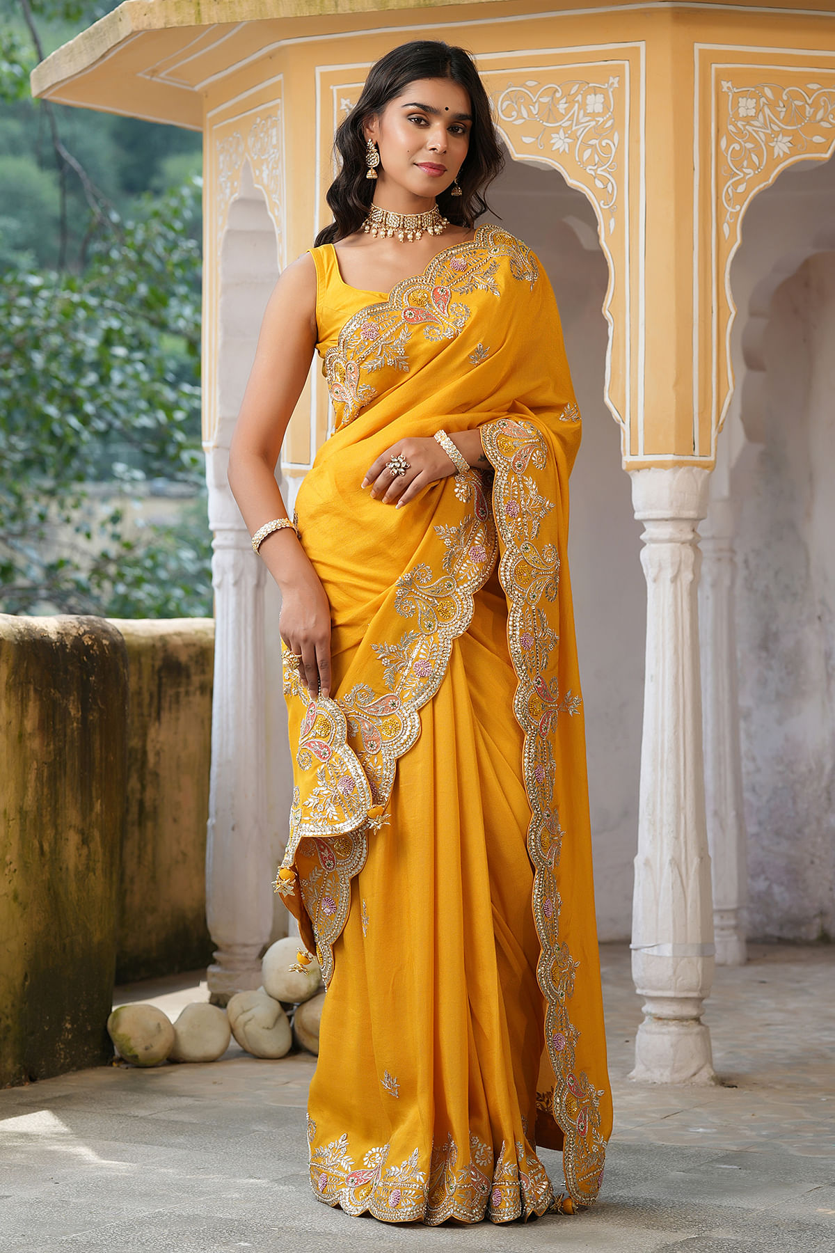 Party Wear Printed Chanderi Silk Saree, 6.3 m (with blouse piece) at Rs  1500 in Jaipur