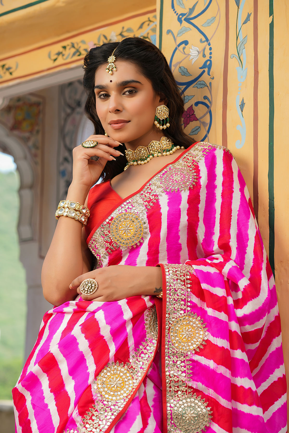 Tussar silk saree hot sale with jewellery