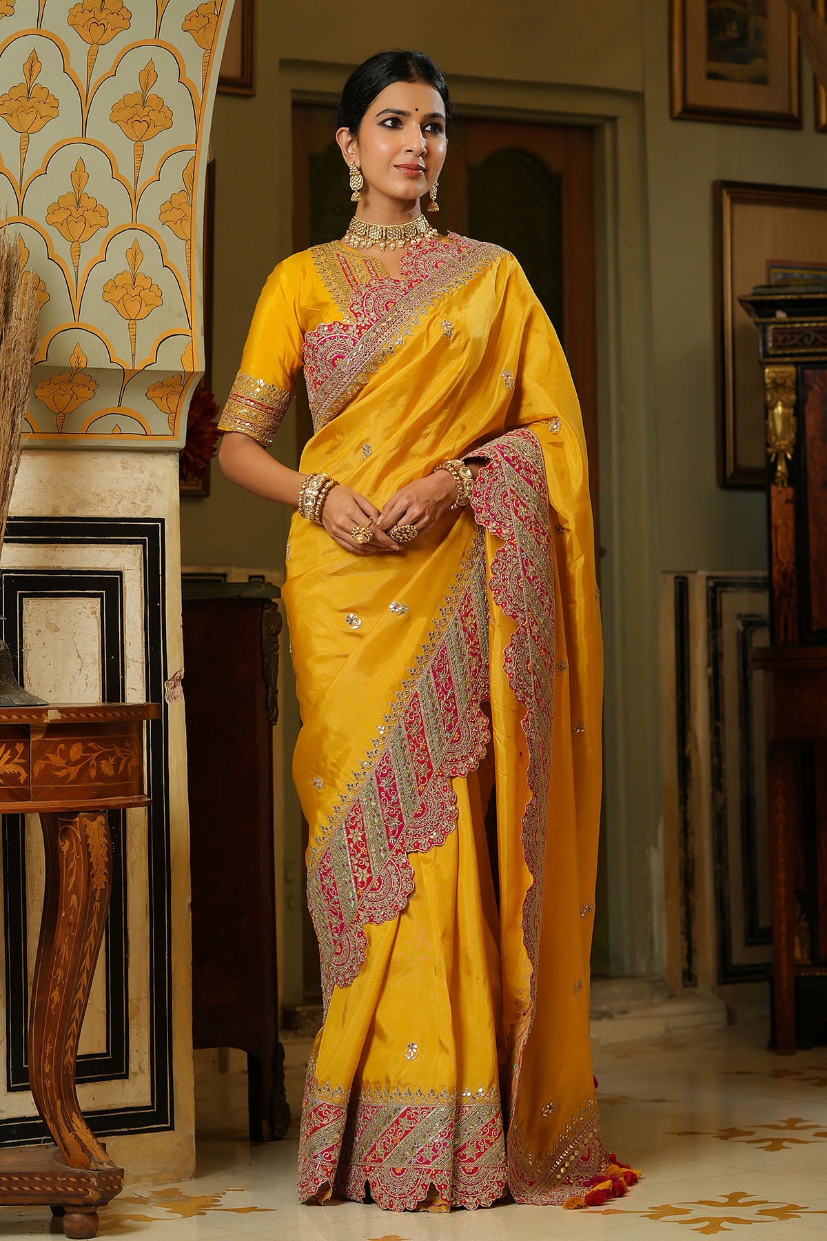 40+ Yellow South Indian Sarees for Brides! | Bridal sarees south indian,  Saree designs, Indian bridal fashion