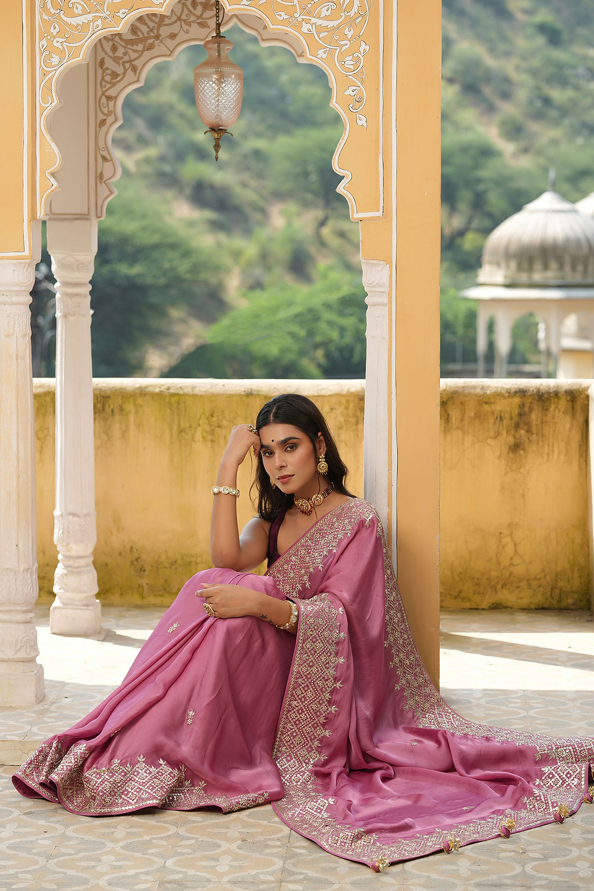 Onion Pink Fancy Georgette Party Wear Saree Online FABSA21802