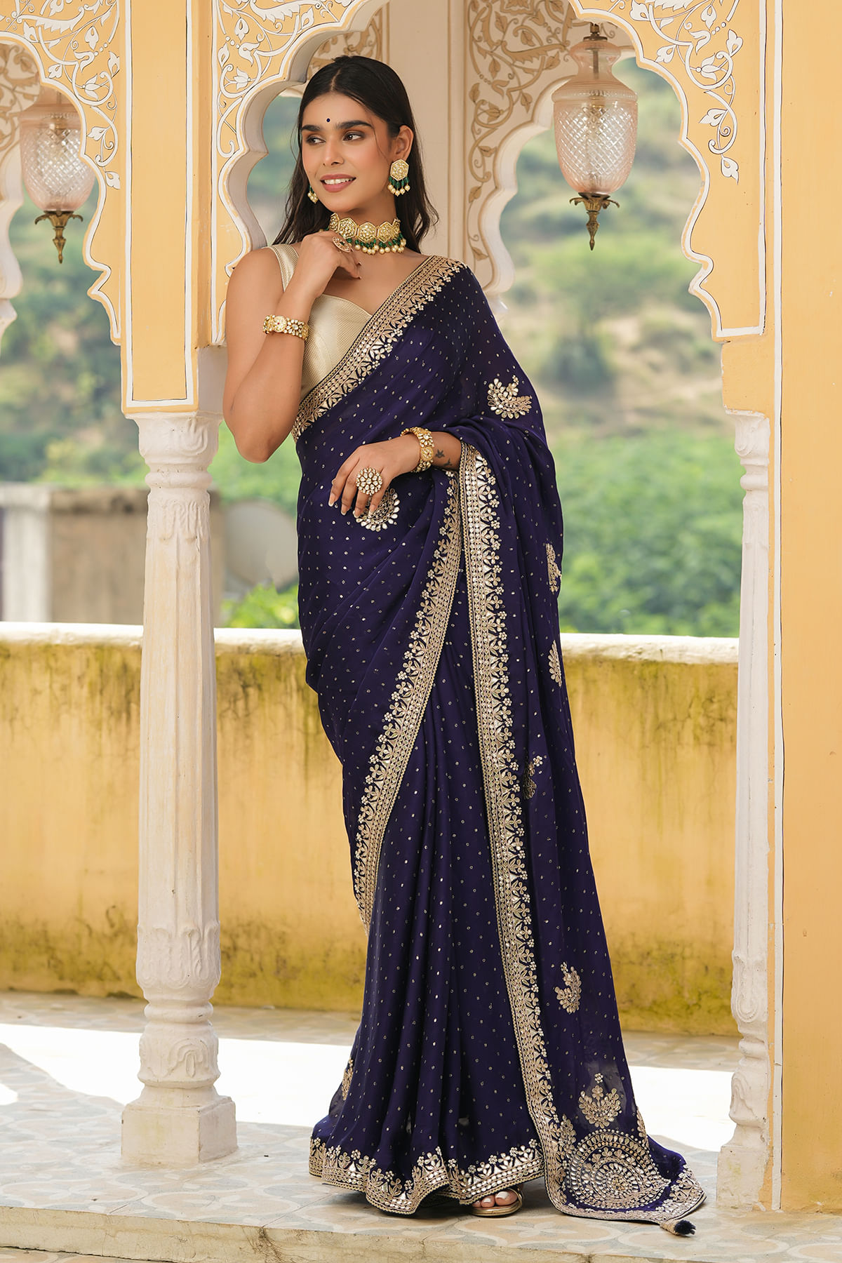 Blue Georgette Saree
