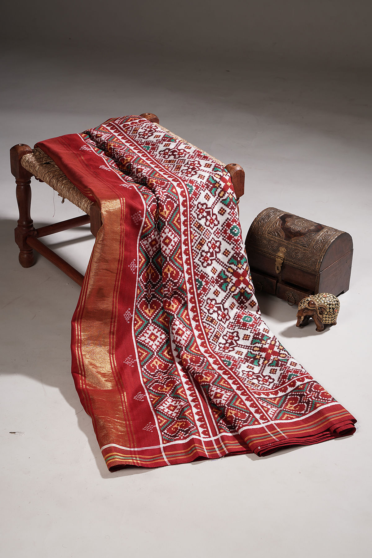 Red Ikat Print Patan Patola Saree