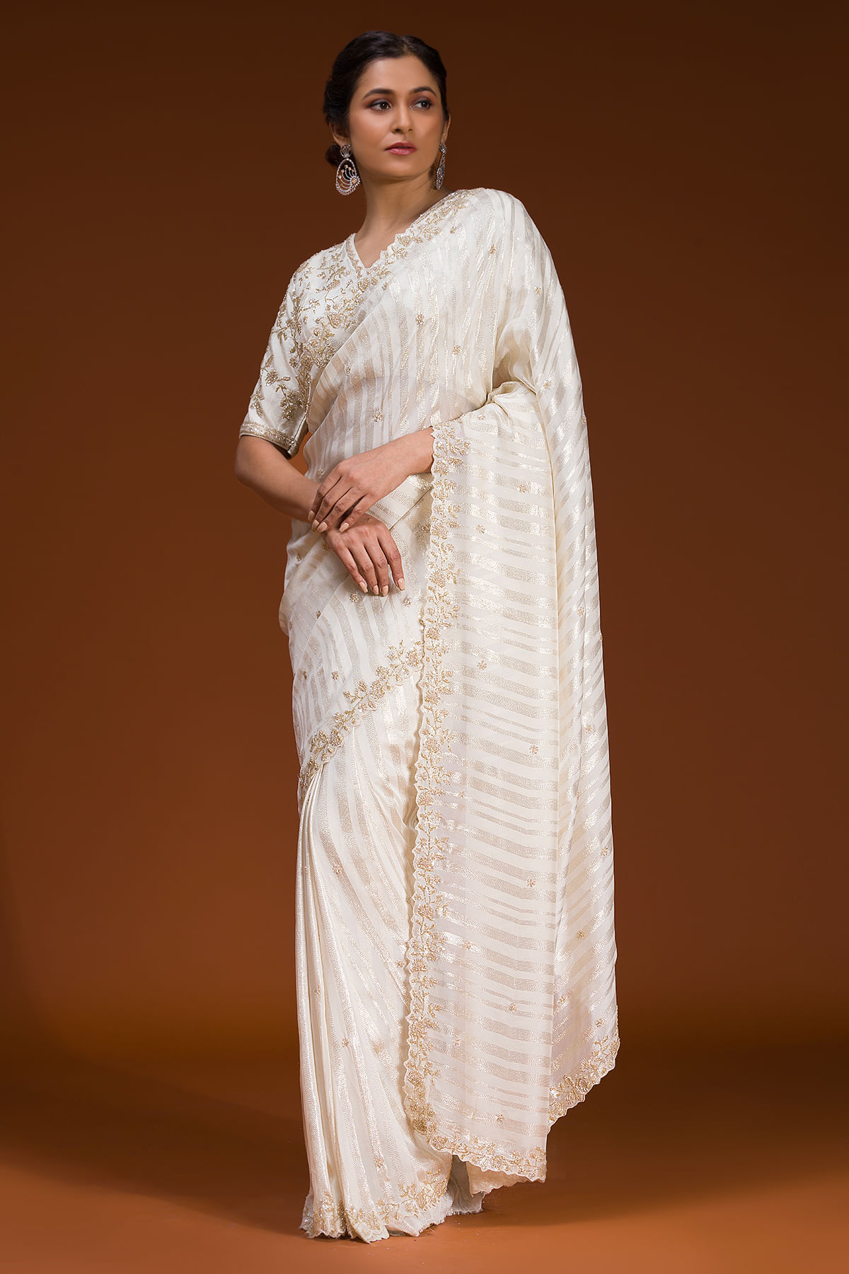 White Georgette Saree