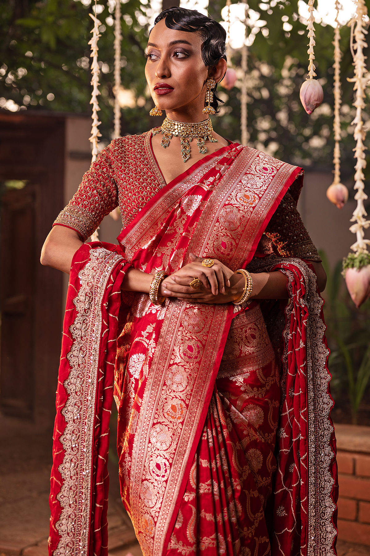 Saree Banarasi - Red/Blue – Mayura Kumar