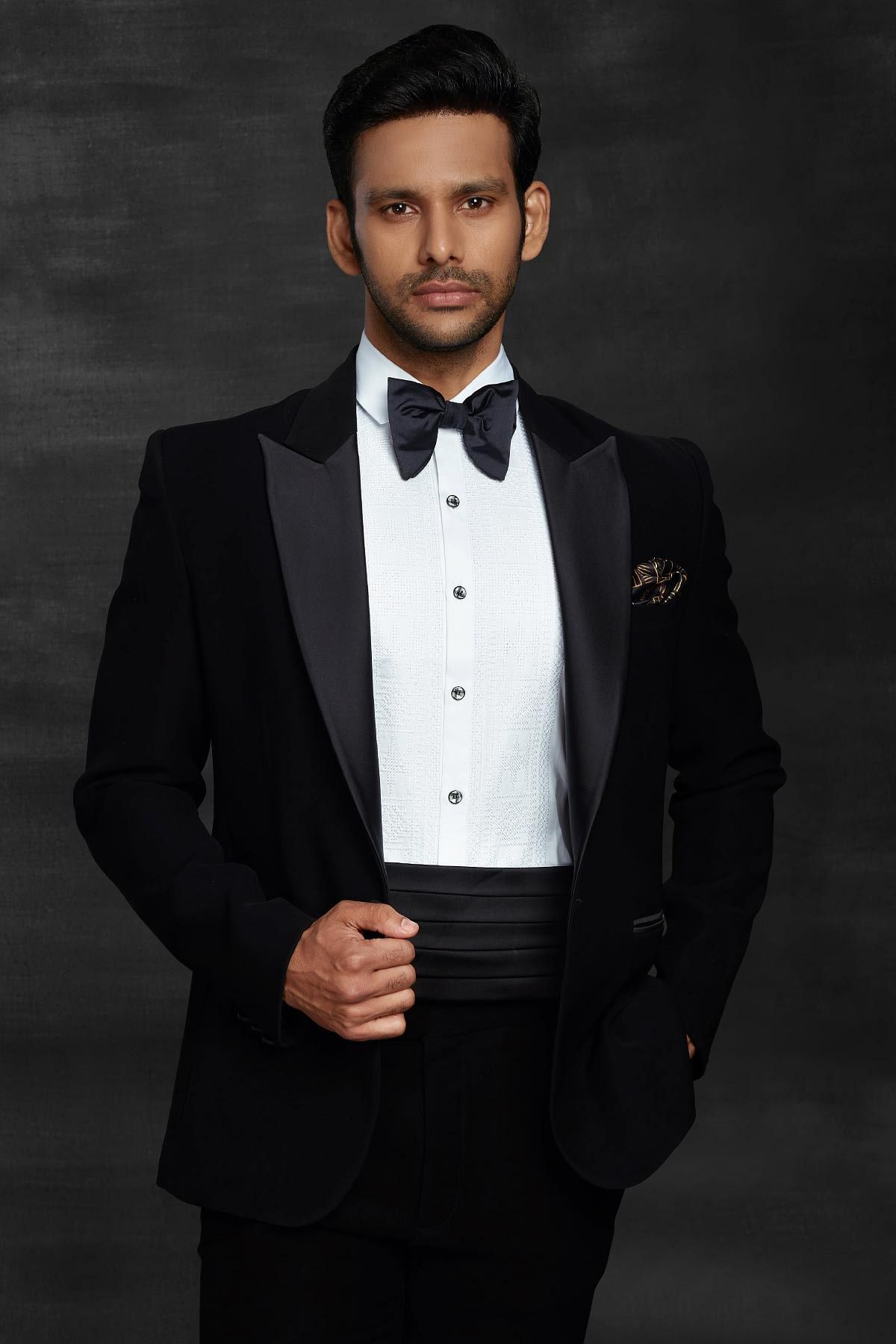Black Wool Silk Plain Suit - Tailored Suit Paris