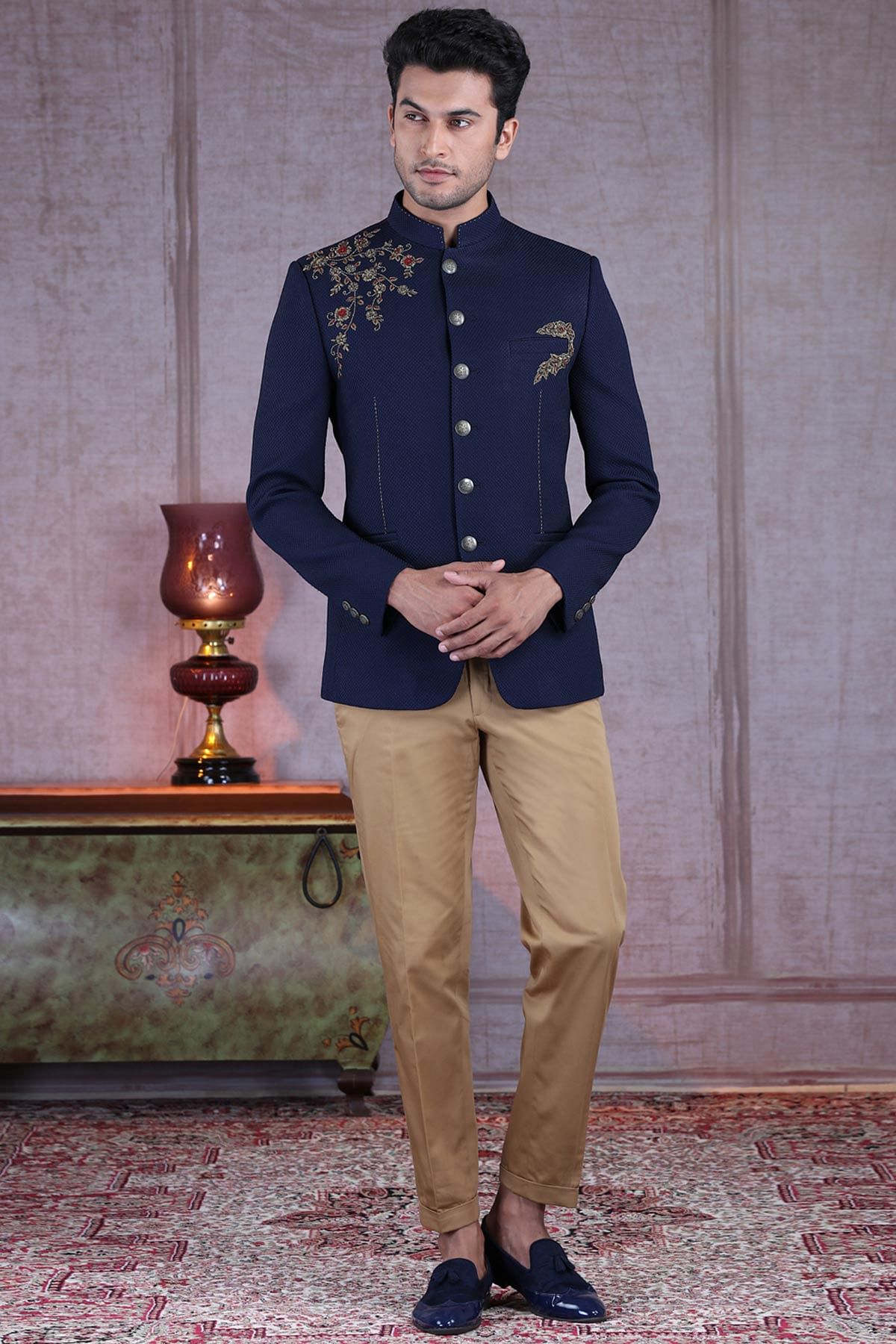 Indian Men's Navy Blue Bandhgala Jodhpuri Suit Luxury Formal Fashion 2  Piece Wedding Party Wear Groom Suit, Designer Jodhpuri Suit - Etsy