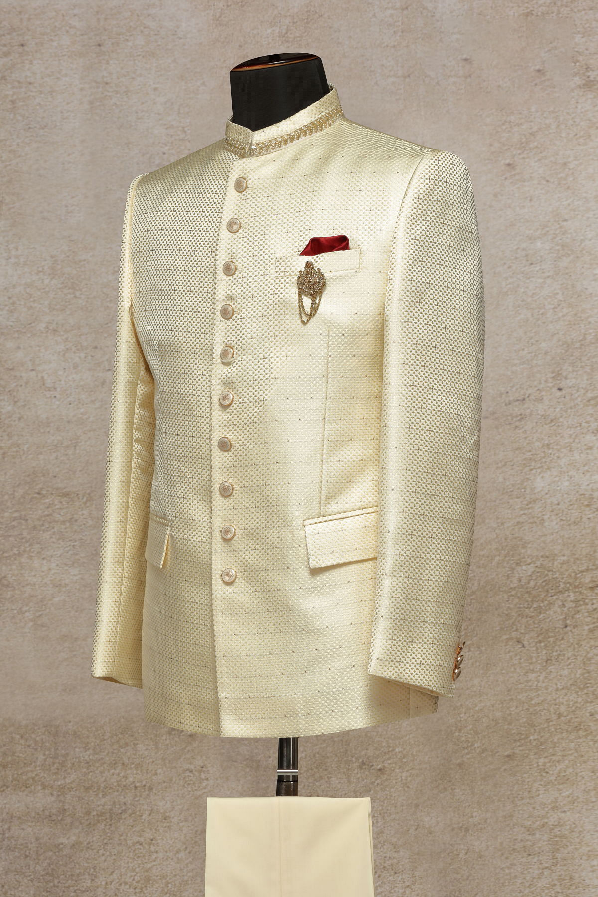 Buy Party Wear Cream Terry Rayon Fancy Work Jodhpuri Suit Online