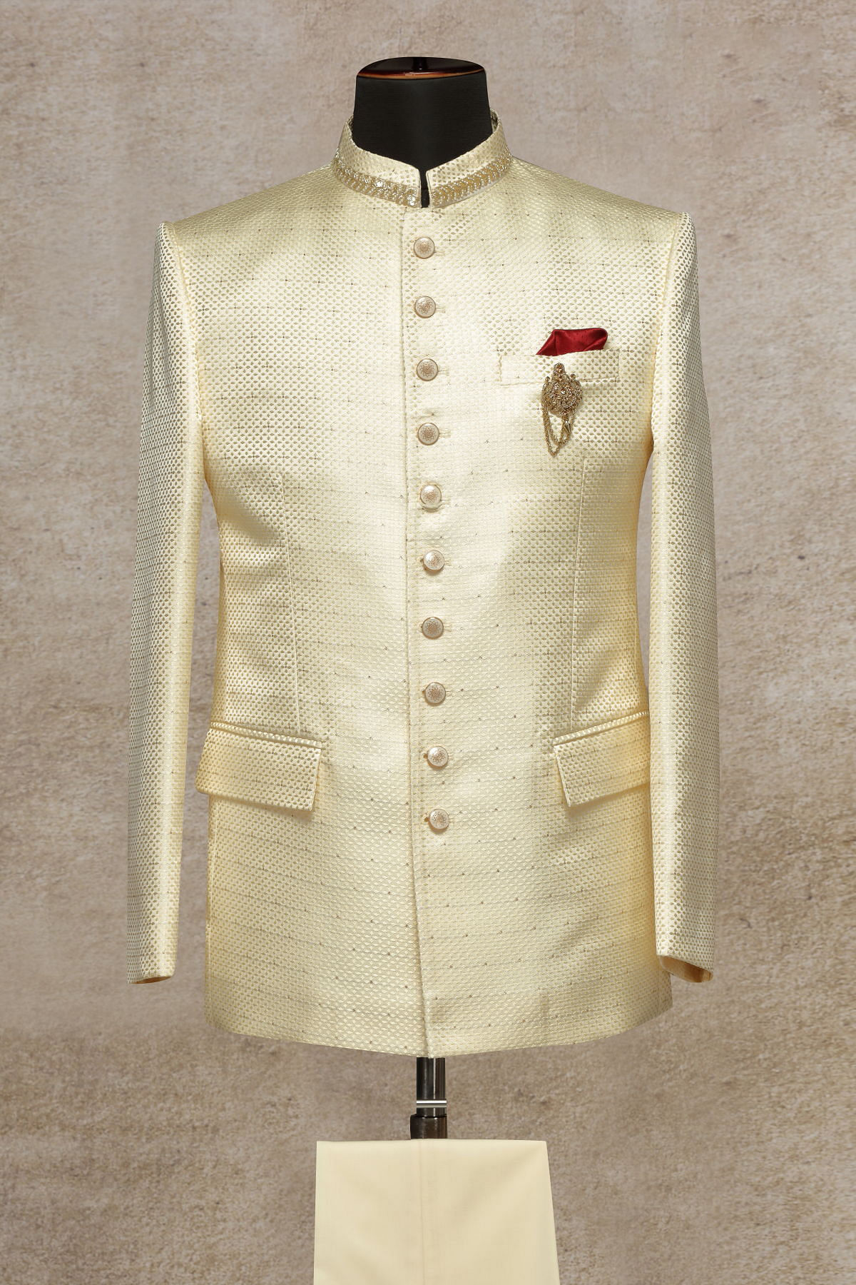 Buy Cream and Multi Colour Velvet Jodhpuri Suit with Embroidered Work  Online -