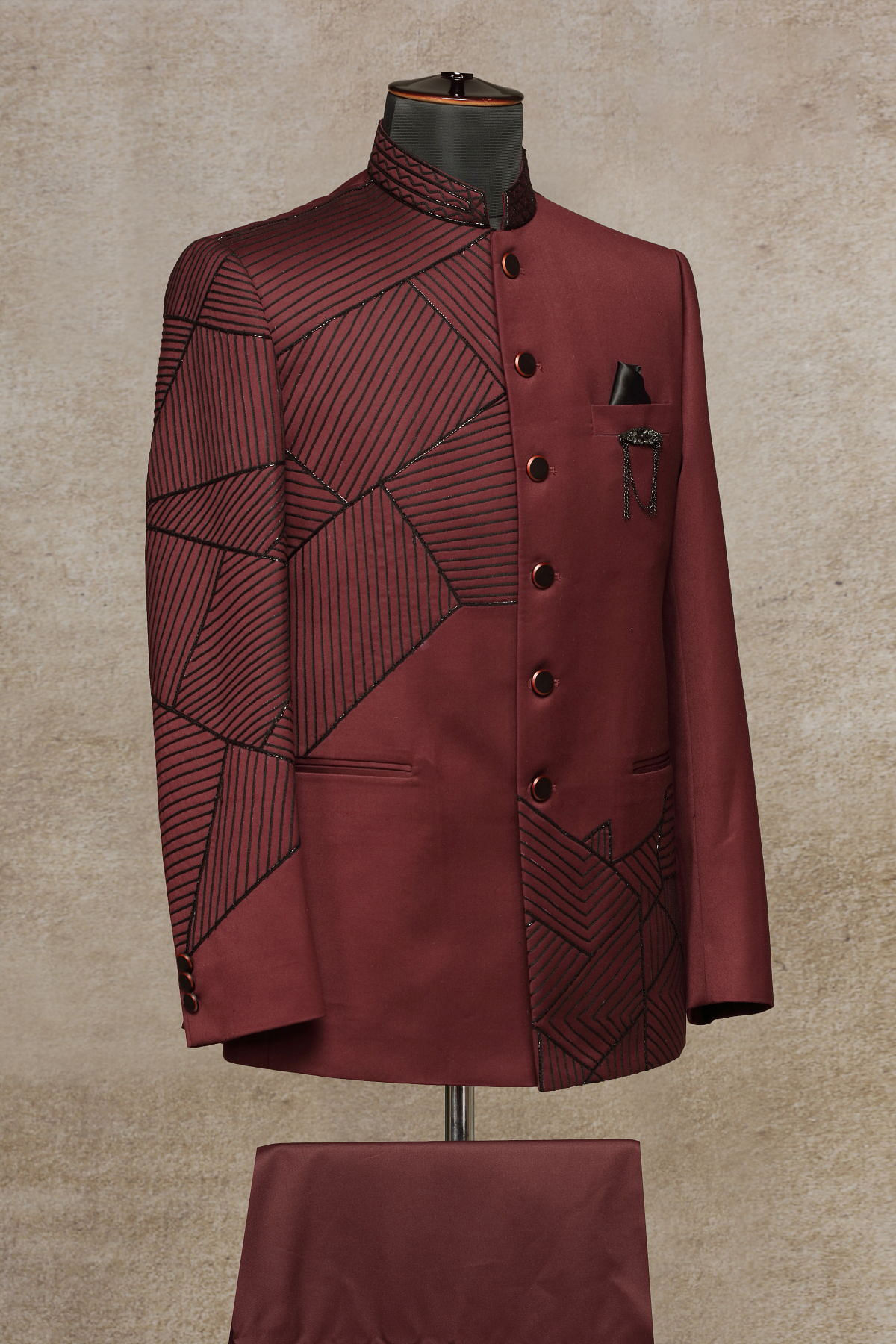 Maroon colour jodhpuri on sale suit