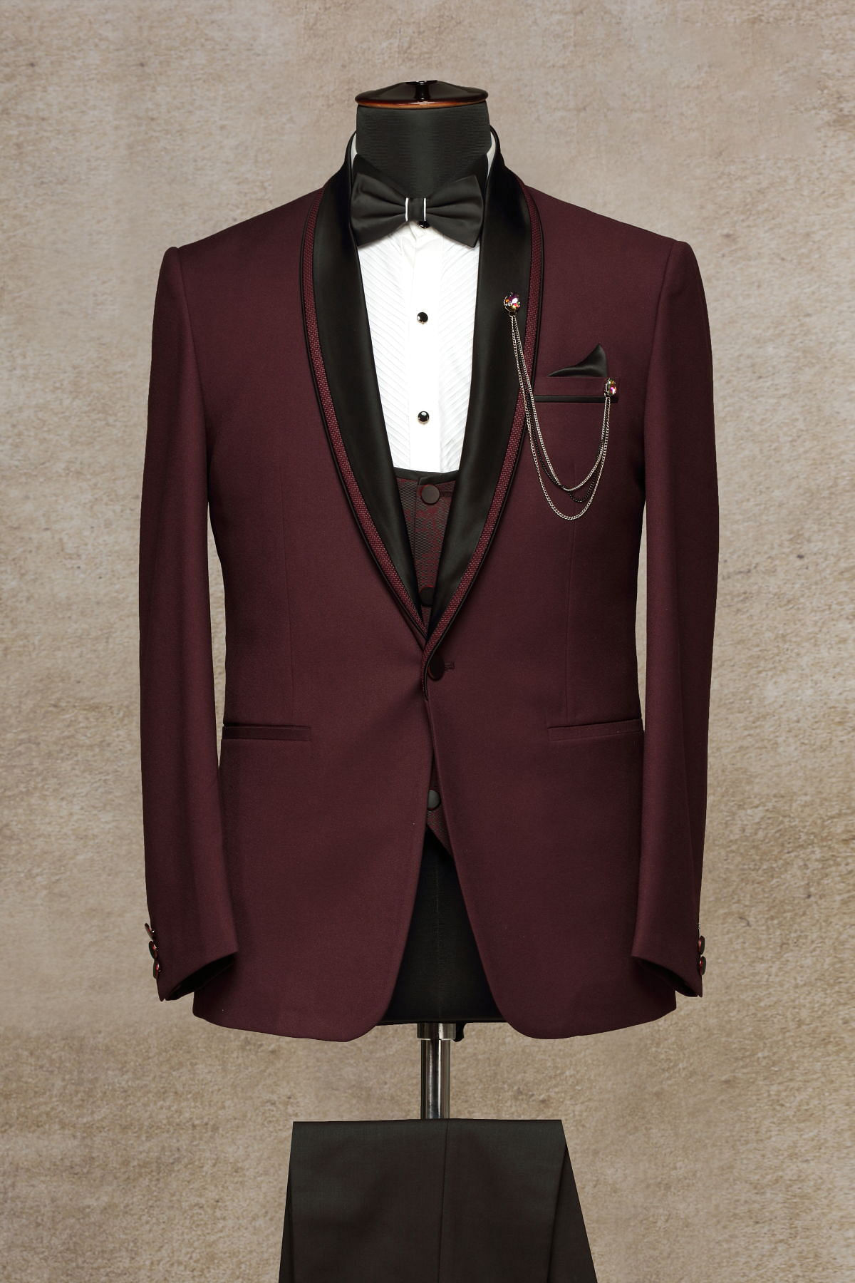 Elegant Custom Burgundy Men Suit Blazers For Party Prom 2 Pieces Red Suit  For Men Groom Wedding Suits Notched Lapel Mens Tuxedos