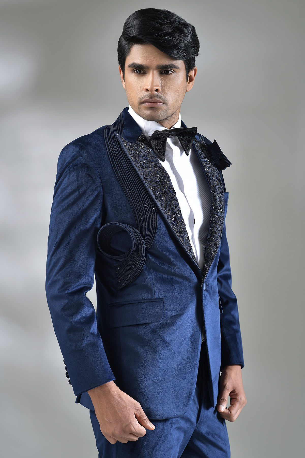 Navy blue hot sale suede suit