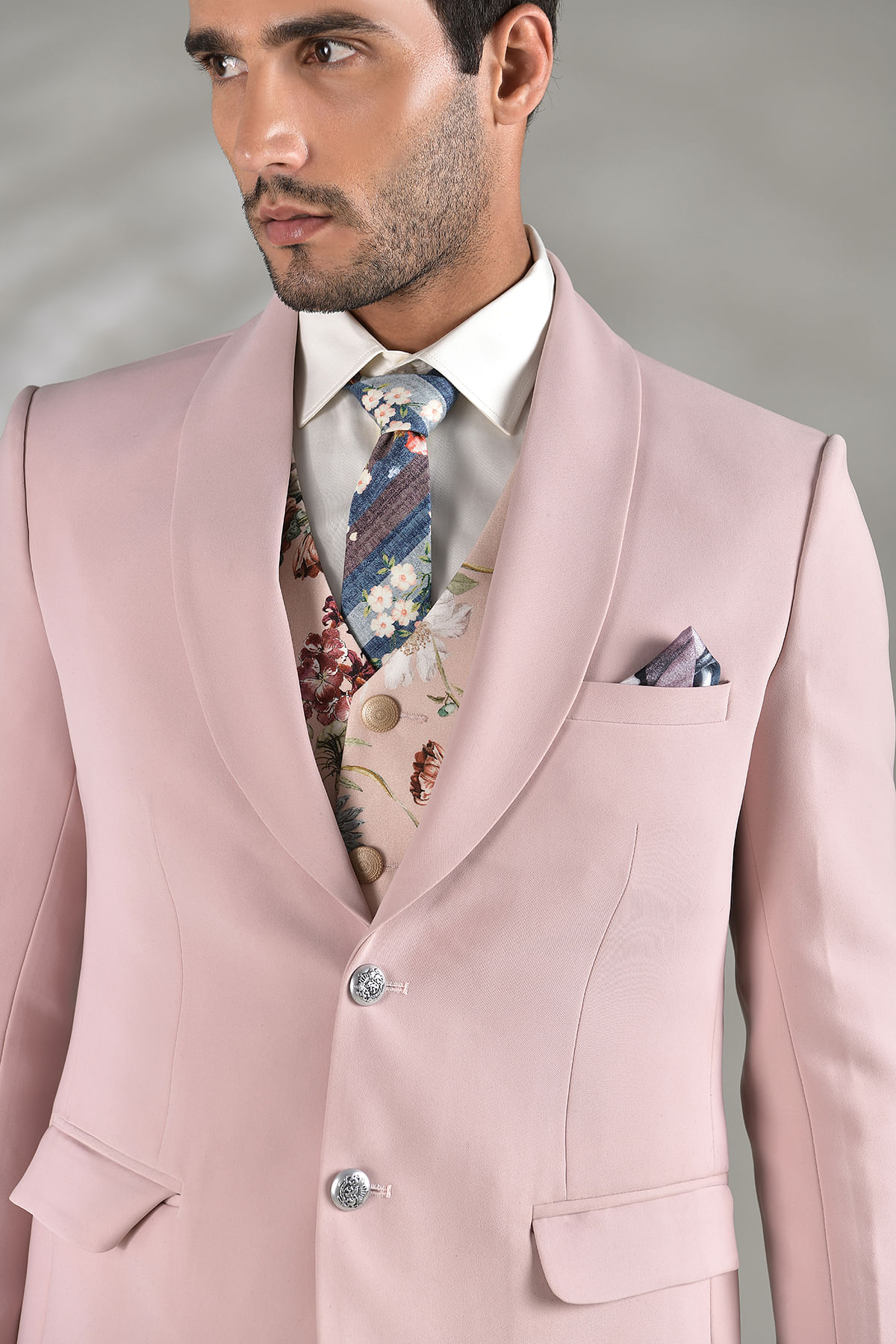 Buy Chalk Pink Woven Italian Classic Suit Online