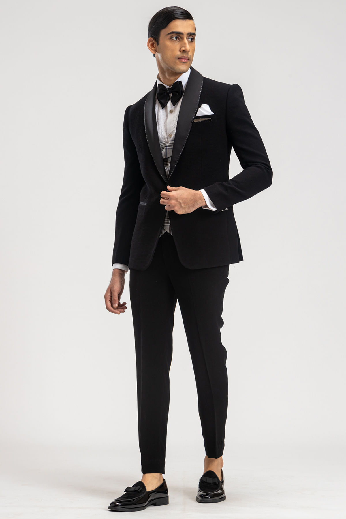 Black Woven Italian Tuxedo Suit