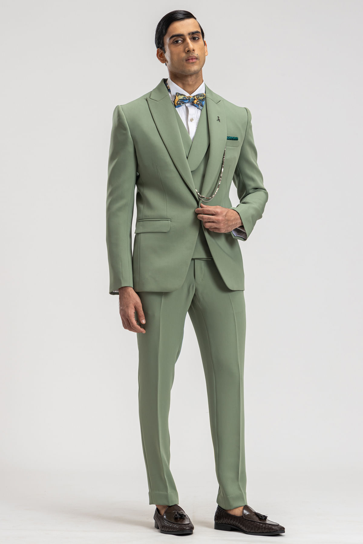 Sage Green Woven Italian Tuxedo Suit