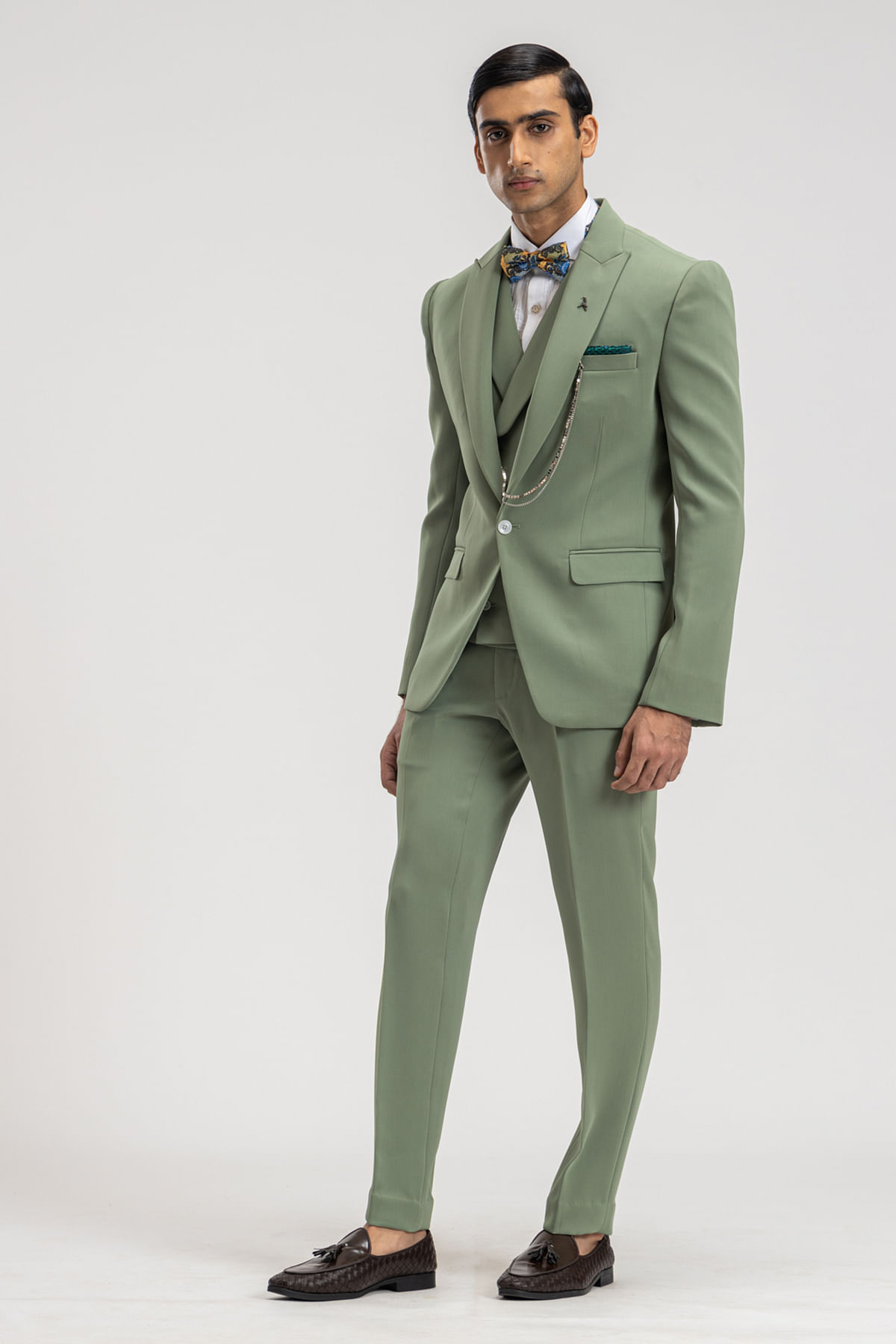 Norch Lapel 3 Piece Sage Green Blazer Suit for Men Dinner Jacket Forma –  classbydress